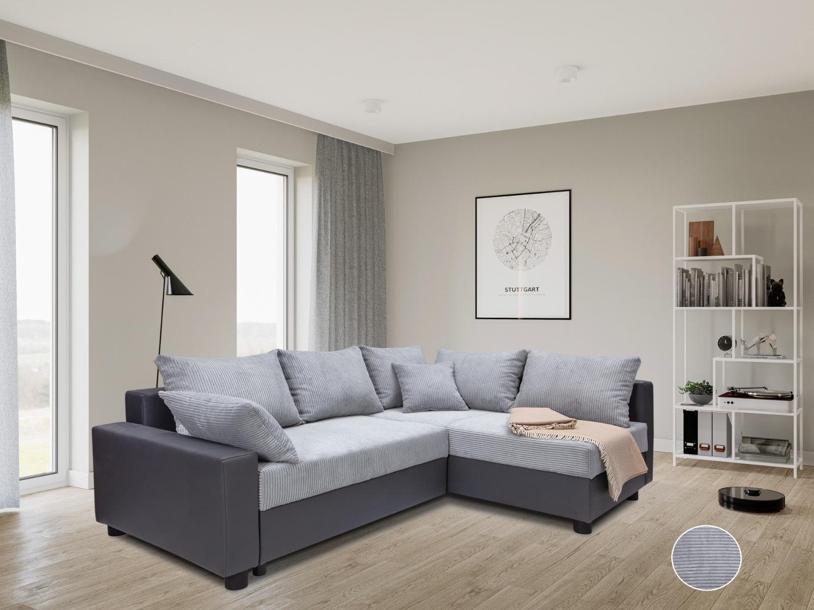 Ecksofa COLLECTION AB Parma L-Form Grau mit Schlaffunktion