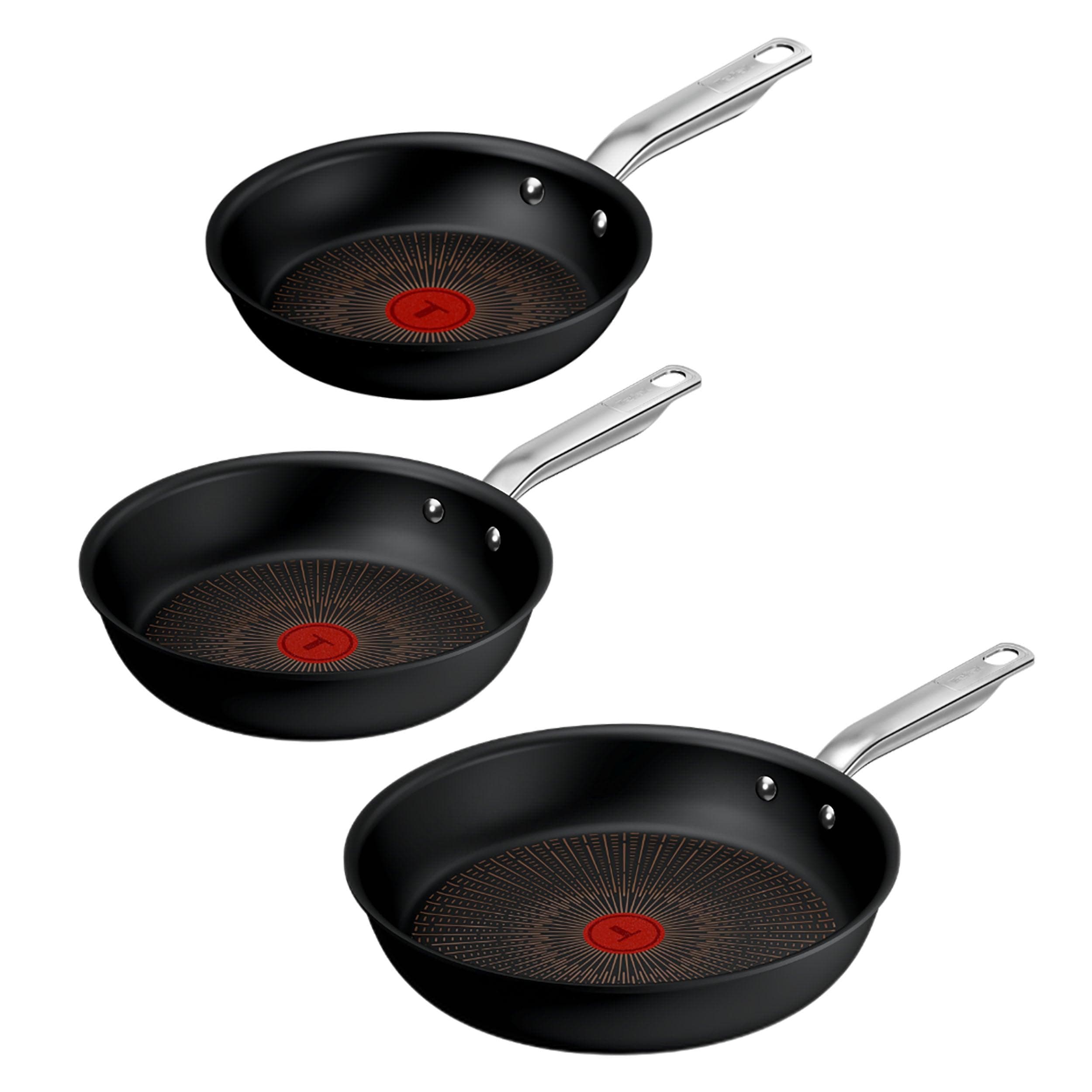 Tefal Experience Pfannen-Set Schwarz 3-tlg. FusionCore Antihaft