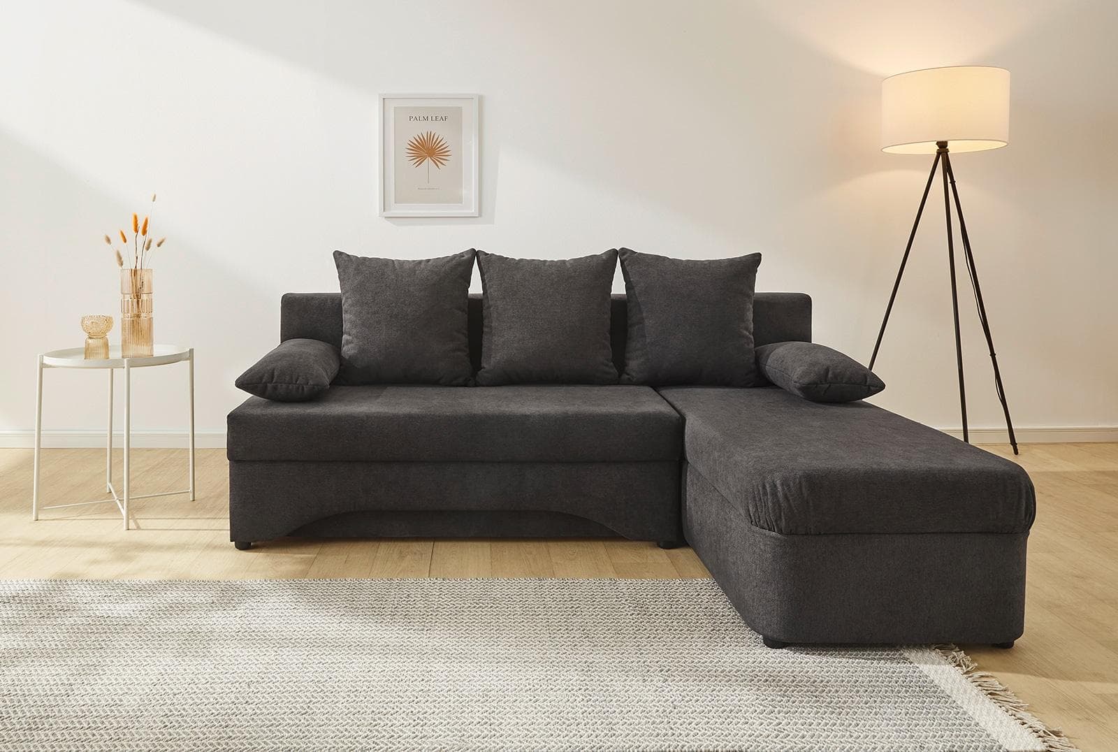 Ecksofa Jockenhöfer Gruppe L-Form Grau mit Bettfunktion