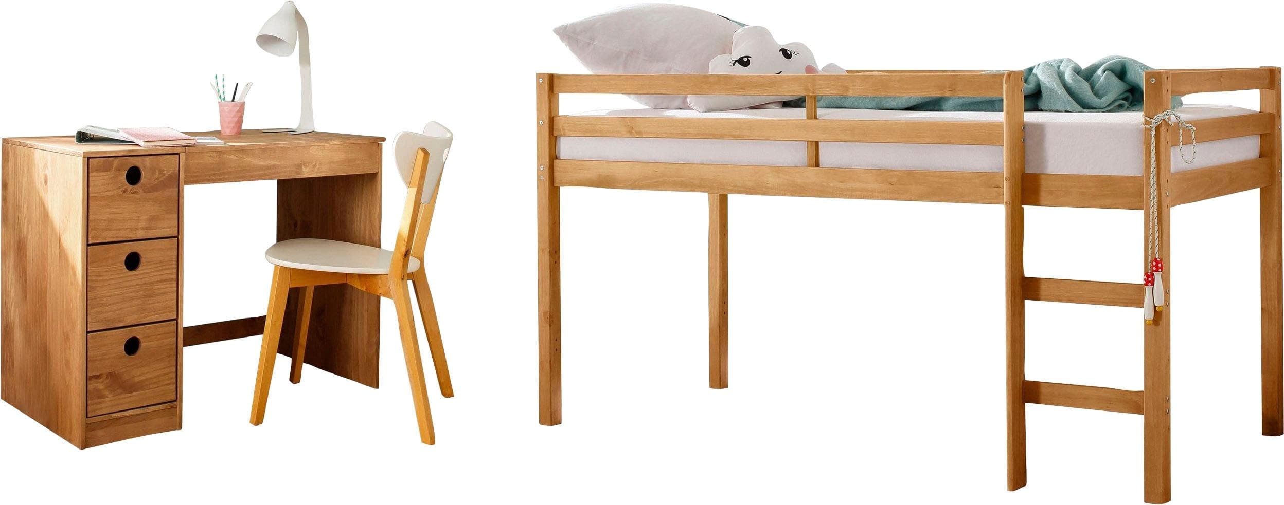 OTTO HOME Alpi Jugendzimmer-Set Hochbett mit Schreibtisch Beige