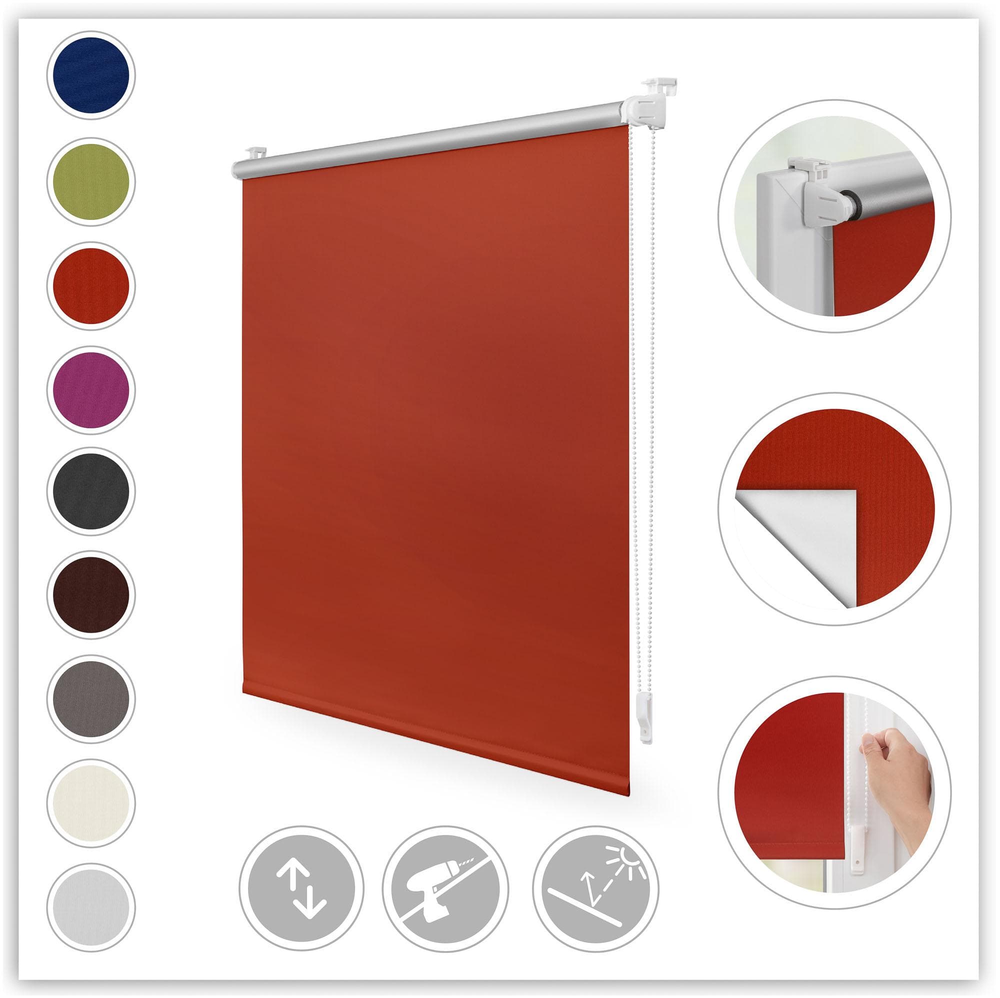 LICHTBLICK Thermo-Rollo Klemmfix Hitzeschutz 60cm Orange