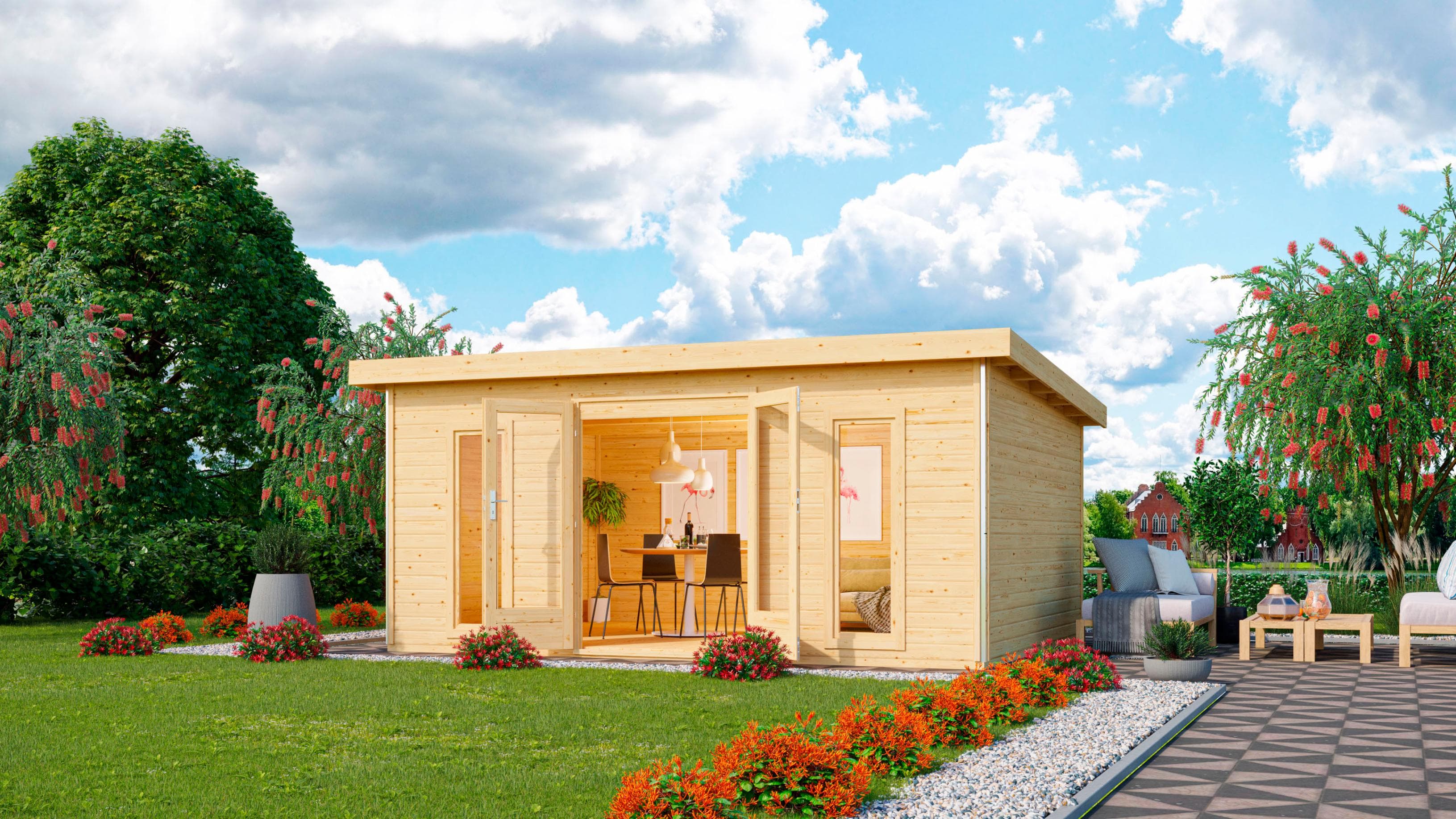 Gartenhaus KARIBU Rabensee 4 Holzwerkstoff naturbelassen