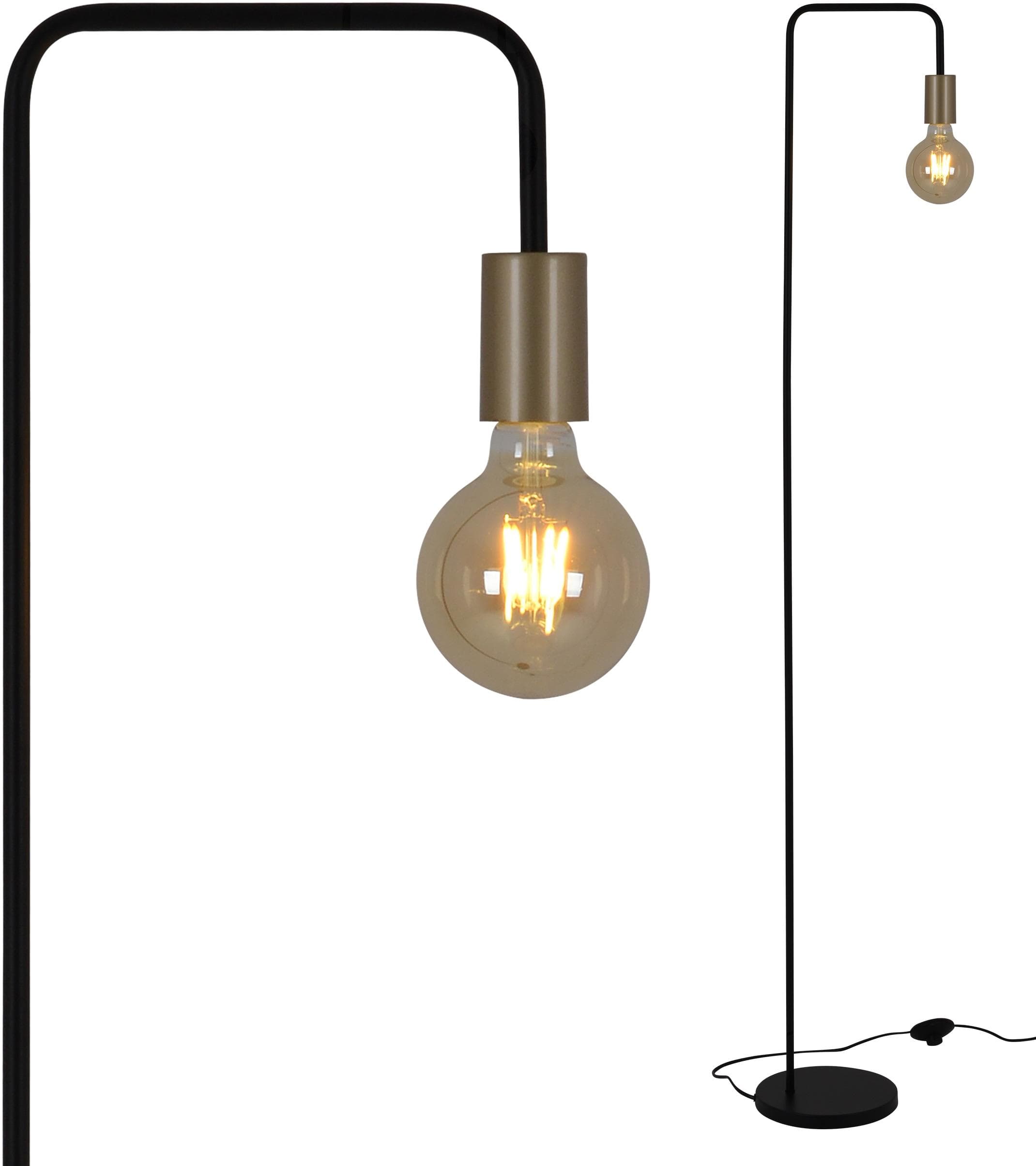 NÄVE Stehlampe Modo Schwarz Gold Fußschalter