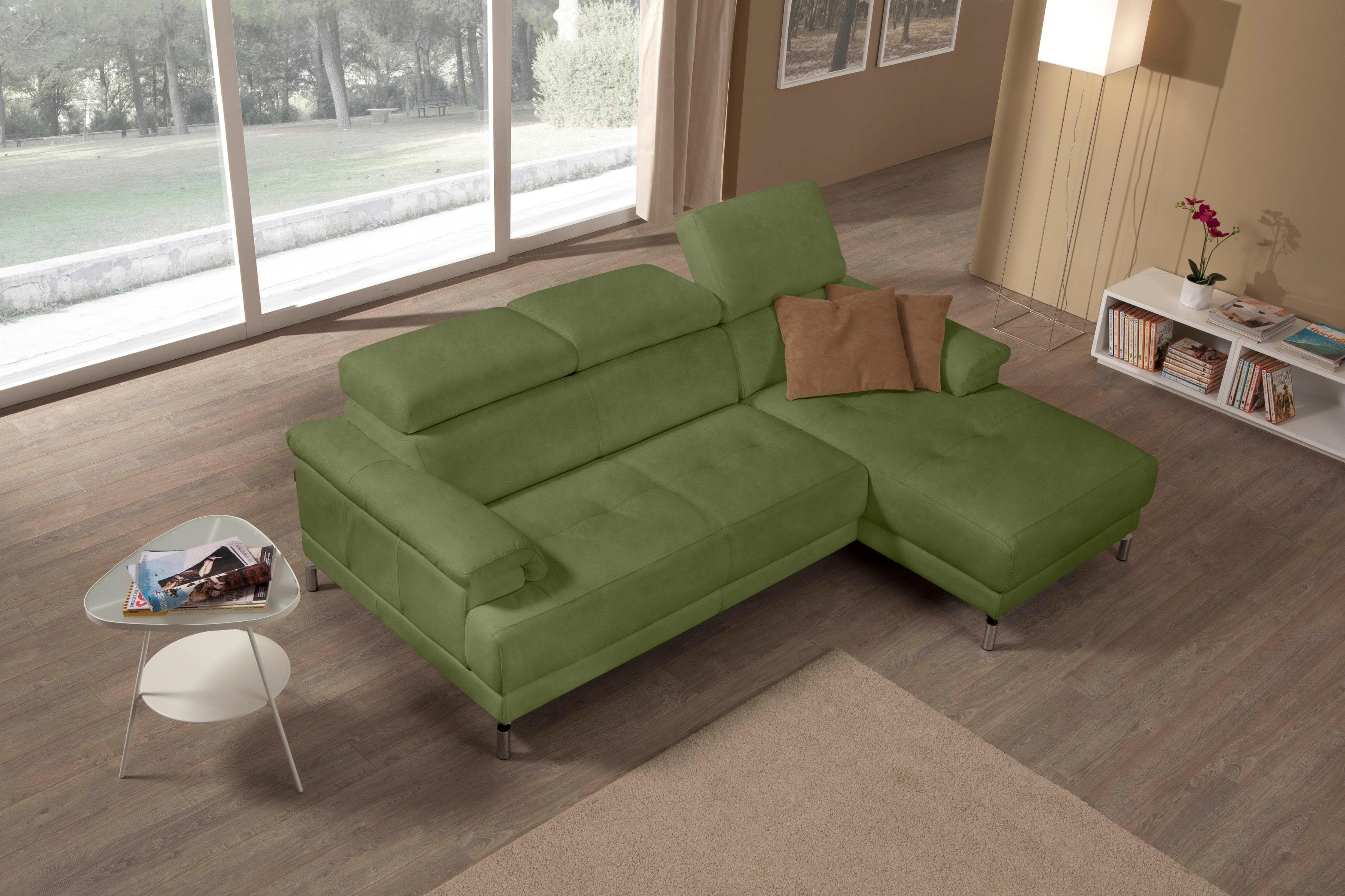 Ecksofa EGOITALIANO Soul Grün L-Form mit Recamiere