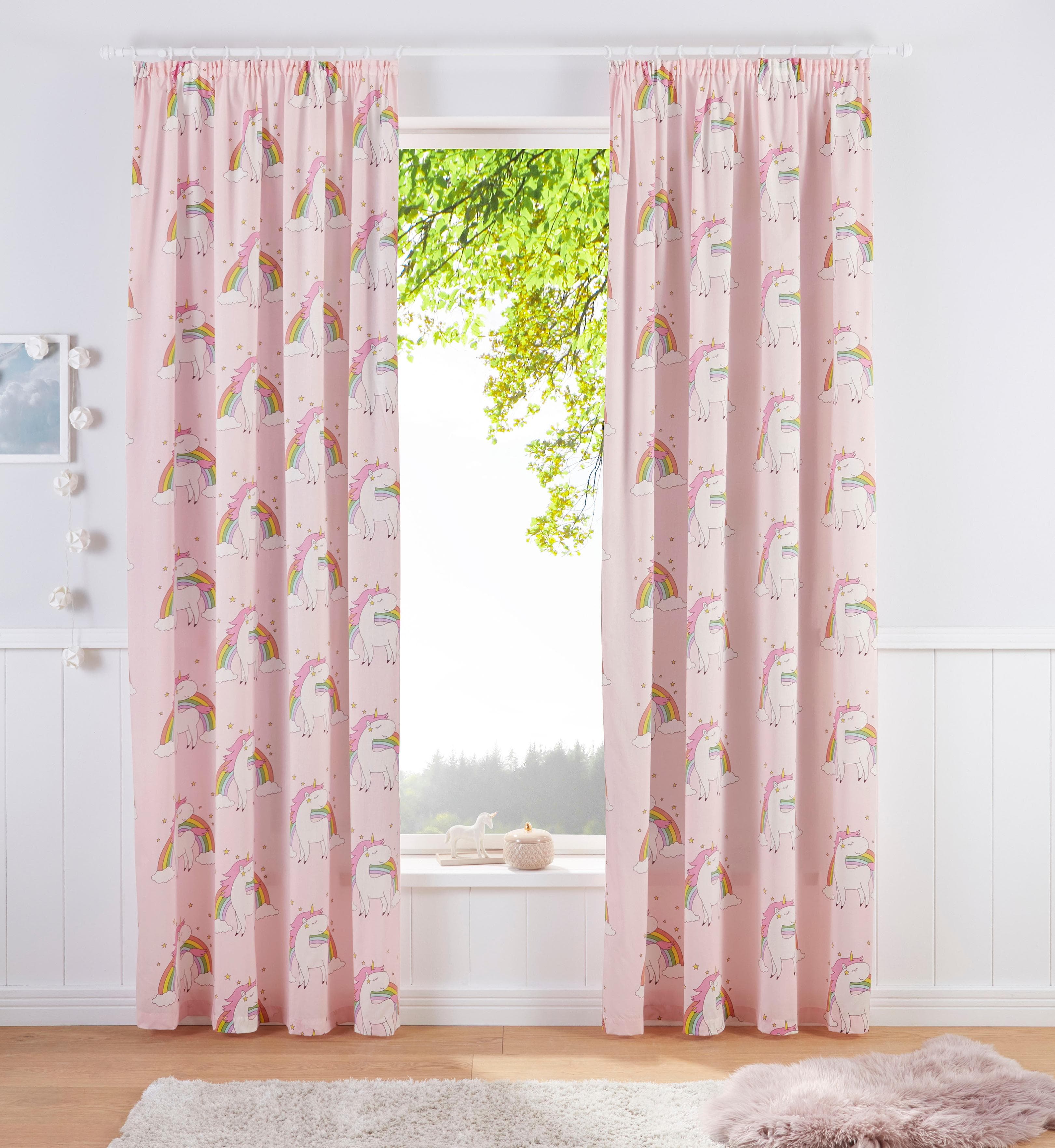 OTTO HOME Gardine Einhorn Pink Kräuselband