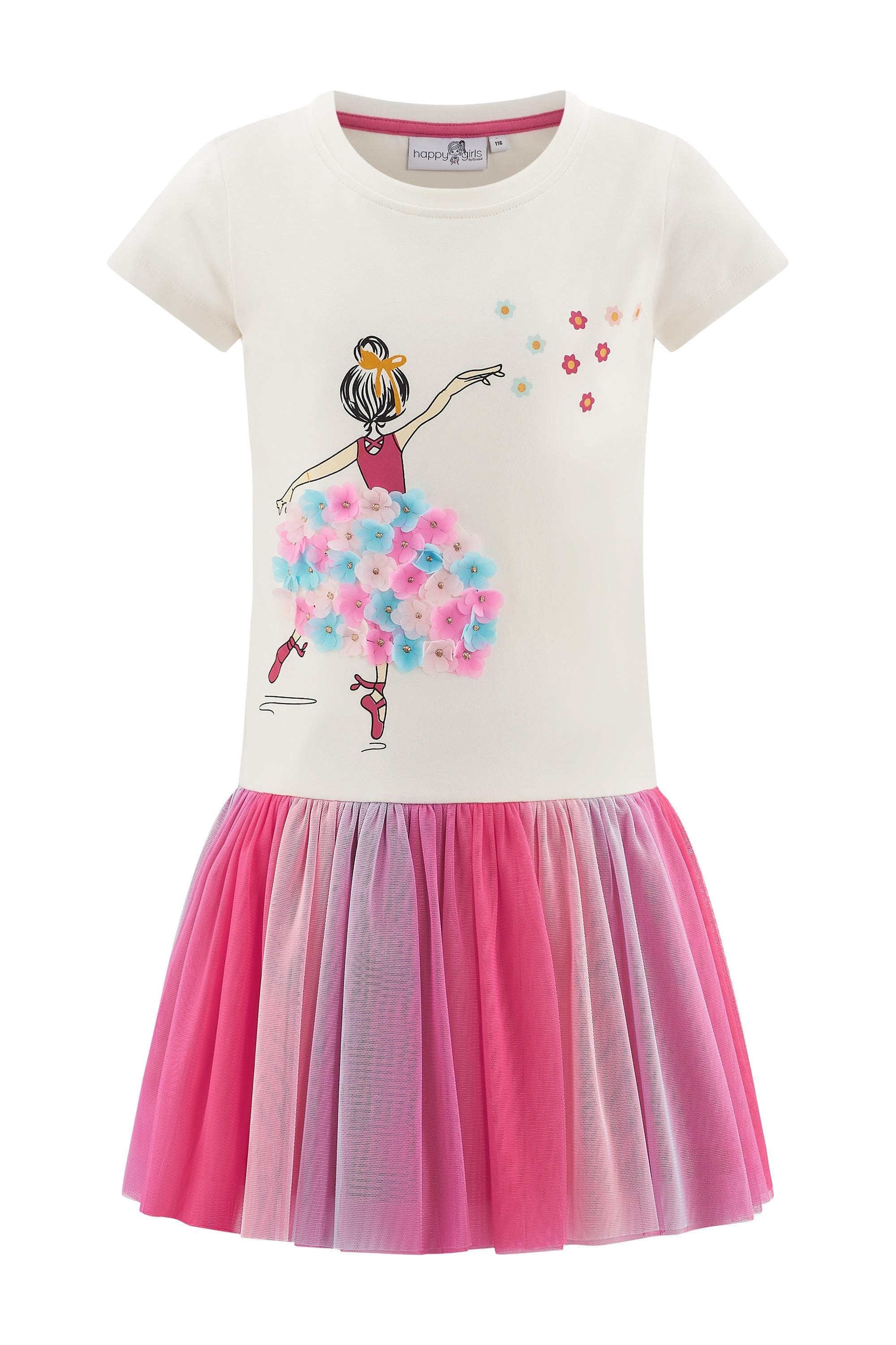 happy girls Sommerkleid Mädchen Gr. 116 Ecru Jersey mit Tüllrock