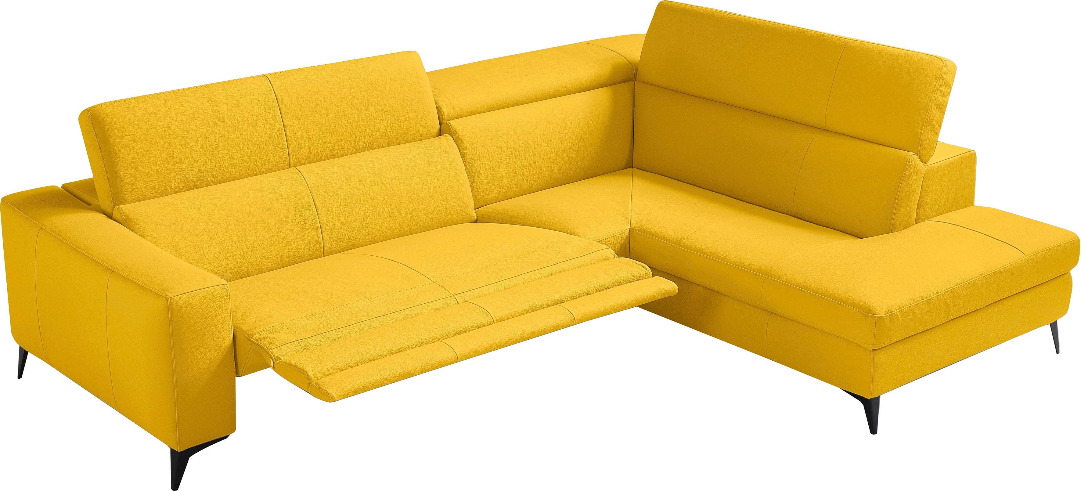 Ecksofa in Gelb, Leder, Designsofa L-Form
