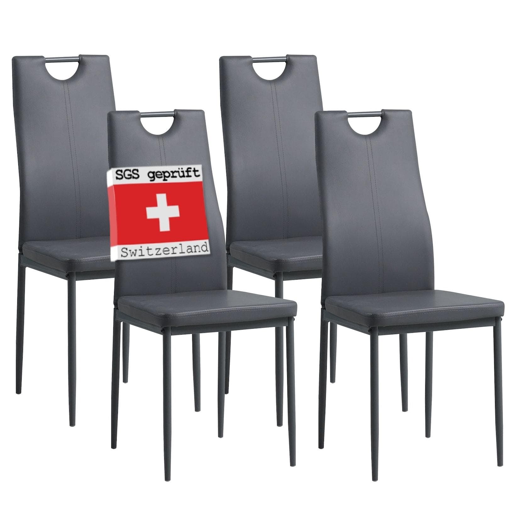 Albatros Esszimmerstühle SALERNO 4er Set Grau Kunstleder