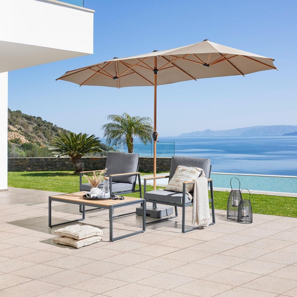 Ambia Garden Doppelsonnenschirm Taupe UV30+ Rechteckig