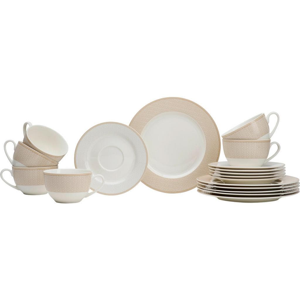 Ritzenhoff Breker Kaffeeservice Geo 18-teilig Weiß/Beige Keramik