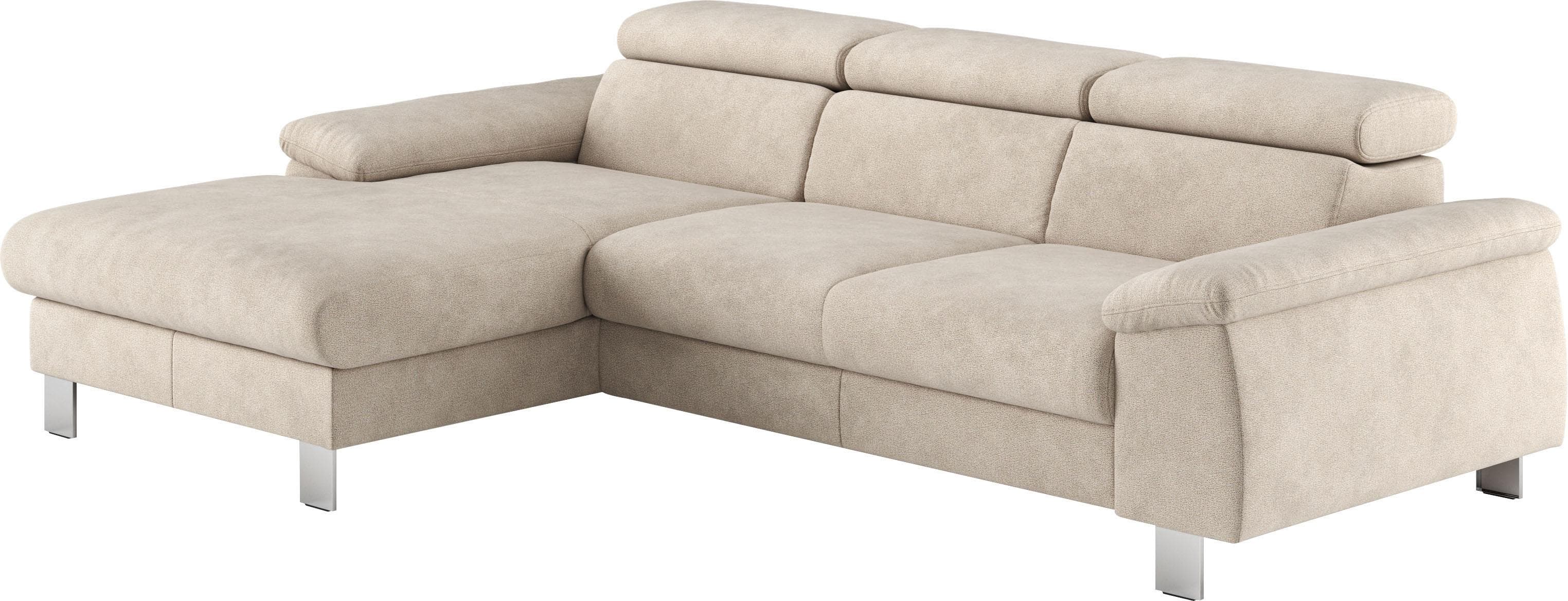 COTTA Ecksofa Komaris L-Form Beige mit Kopfteilverstellung