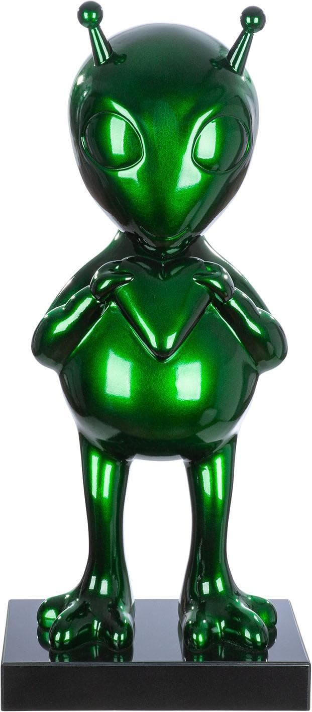 GILDE Skulptur Alien auf Base Grün Dekofigur
