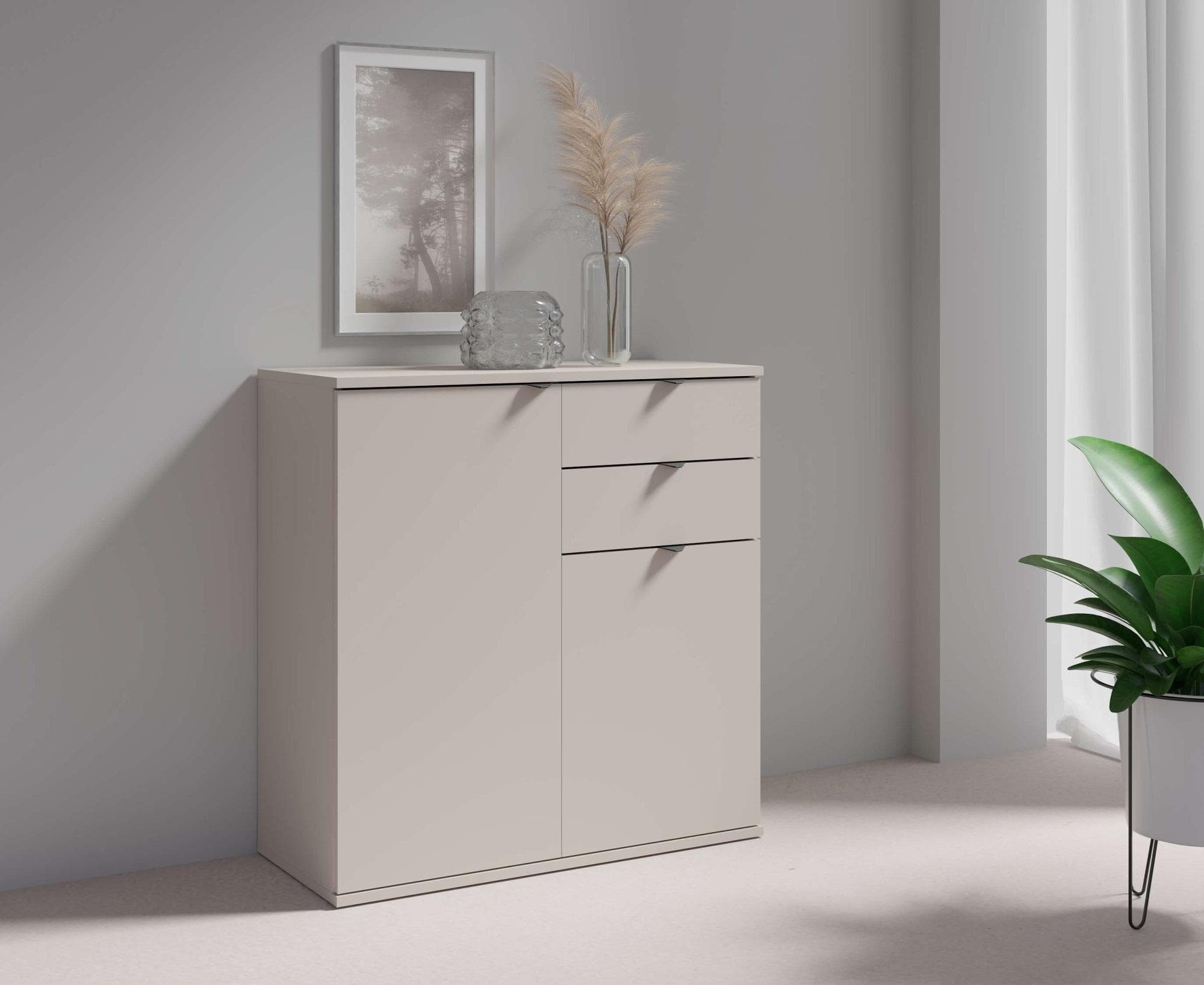 Home Affaire THALIANA Kommode Beige mit 2 Türen und 2 Schubladen