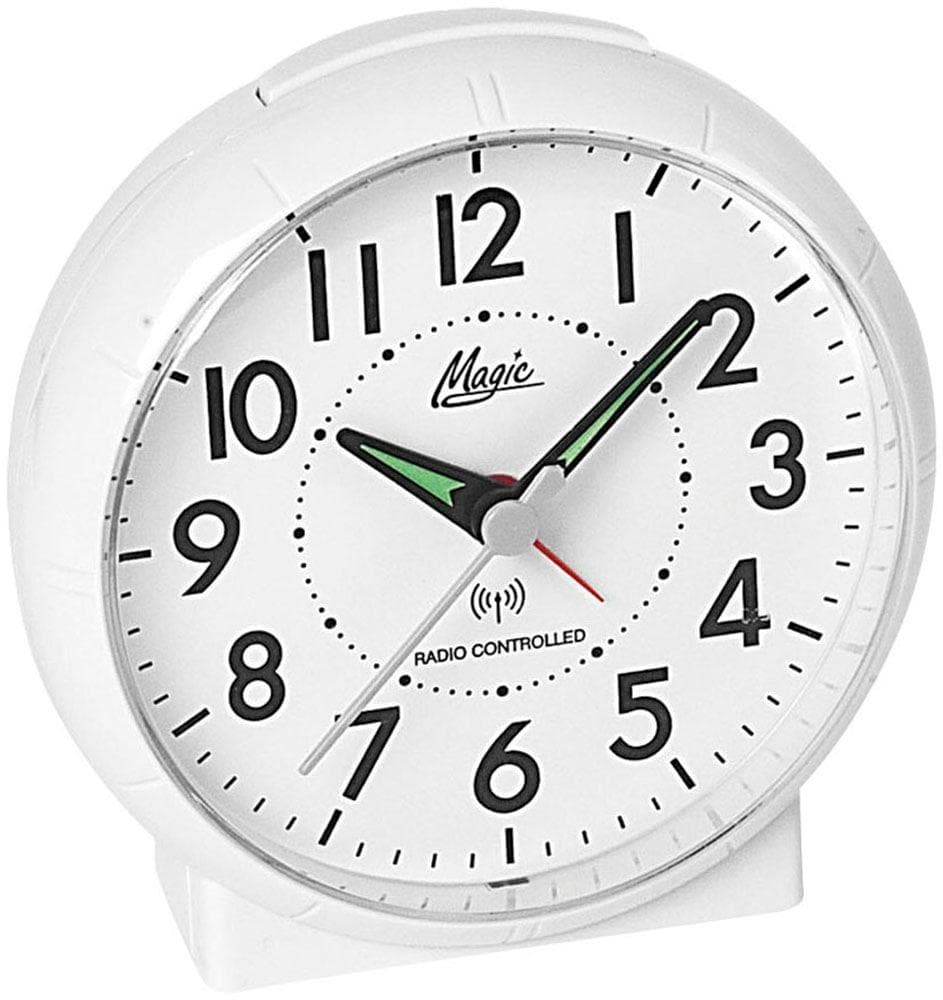 Funkwecker ATLANTA Weiß Analog mit Beleuchtung