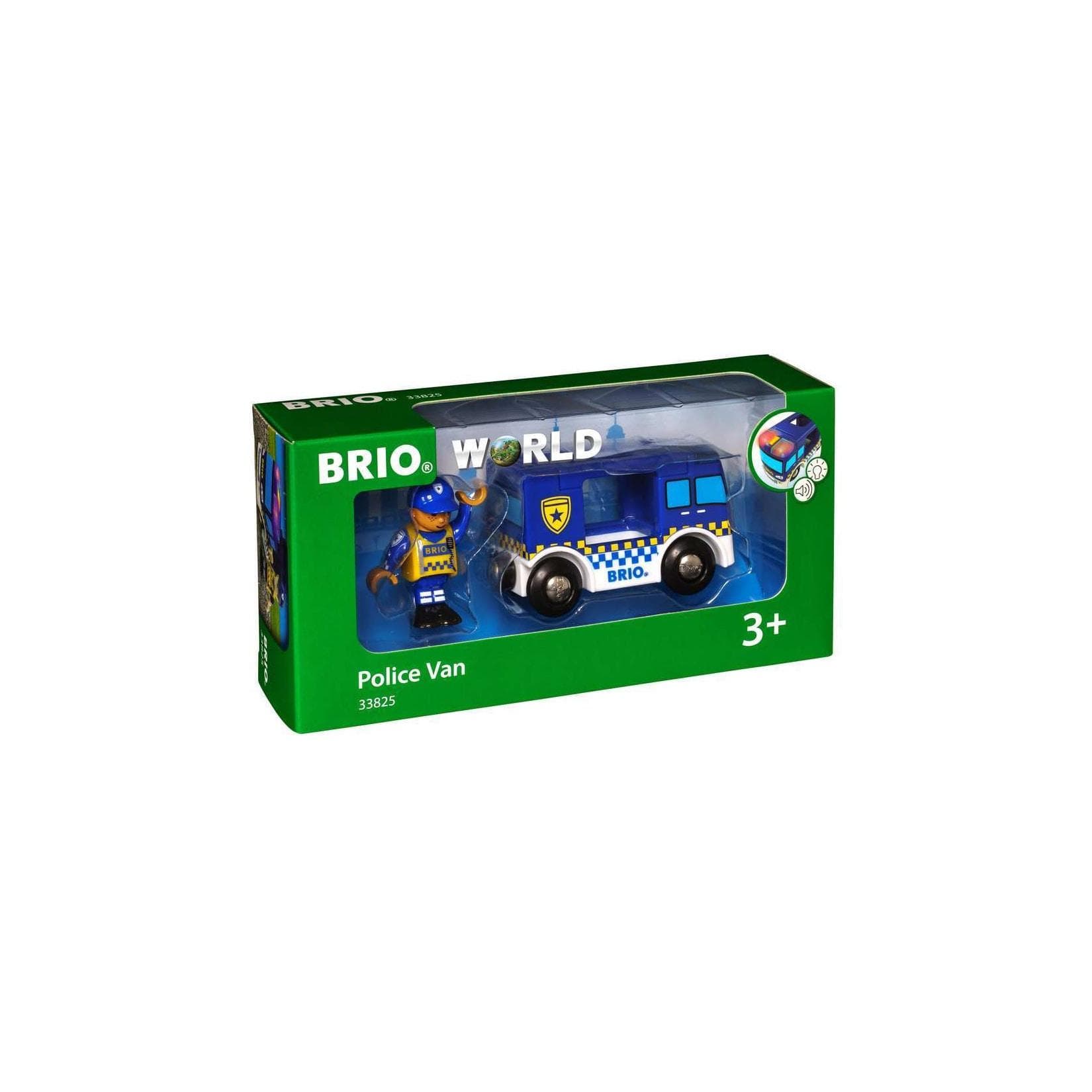 BRIO Spielzeugeisenbahn-Lokomotive World Polizeiwagen mit Licht und Sound 2 Teile 33825