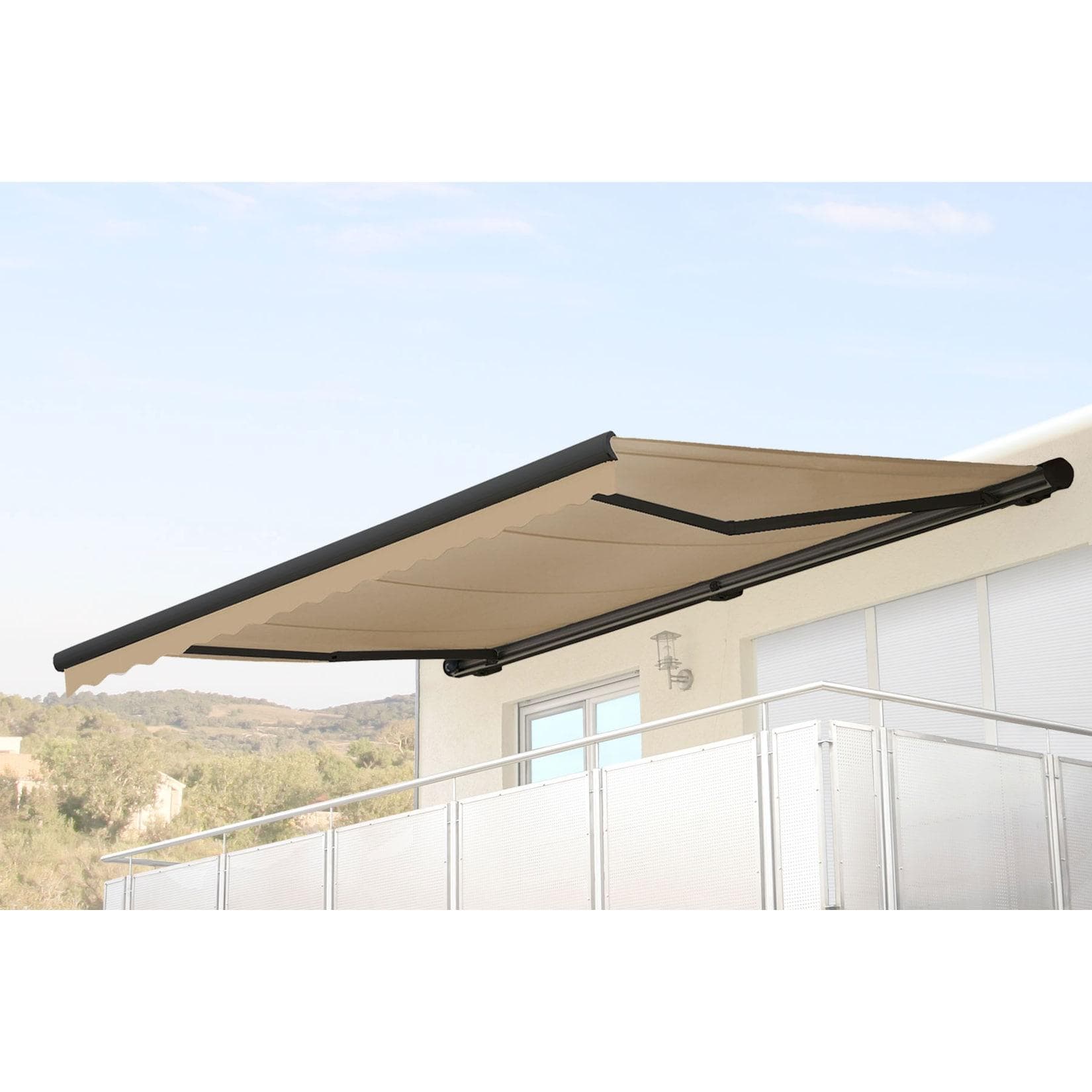 MCW Elektrische Kassetten-Markise H123 Polyester Creme Anthrazit
