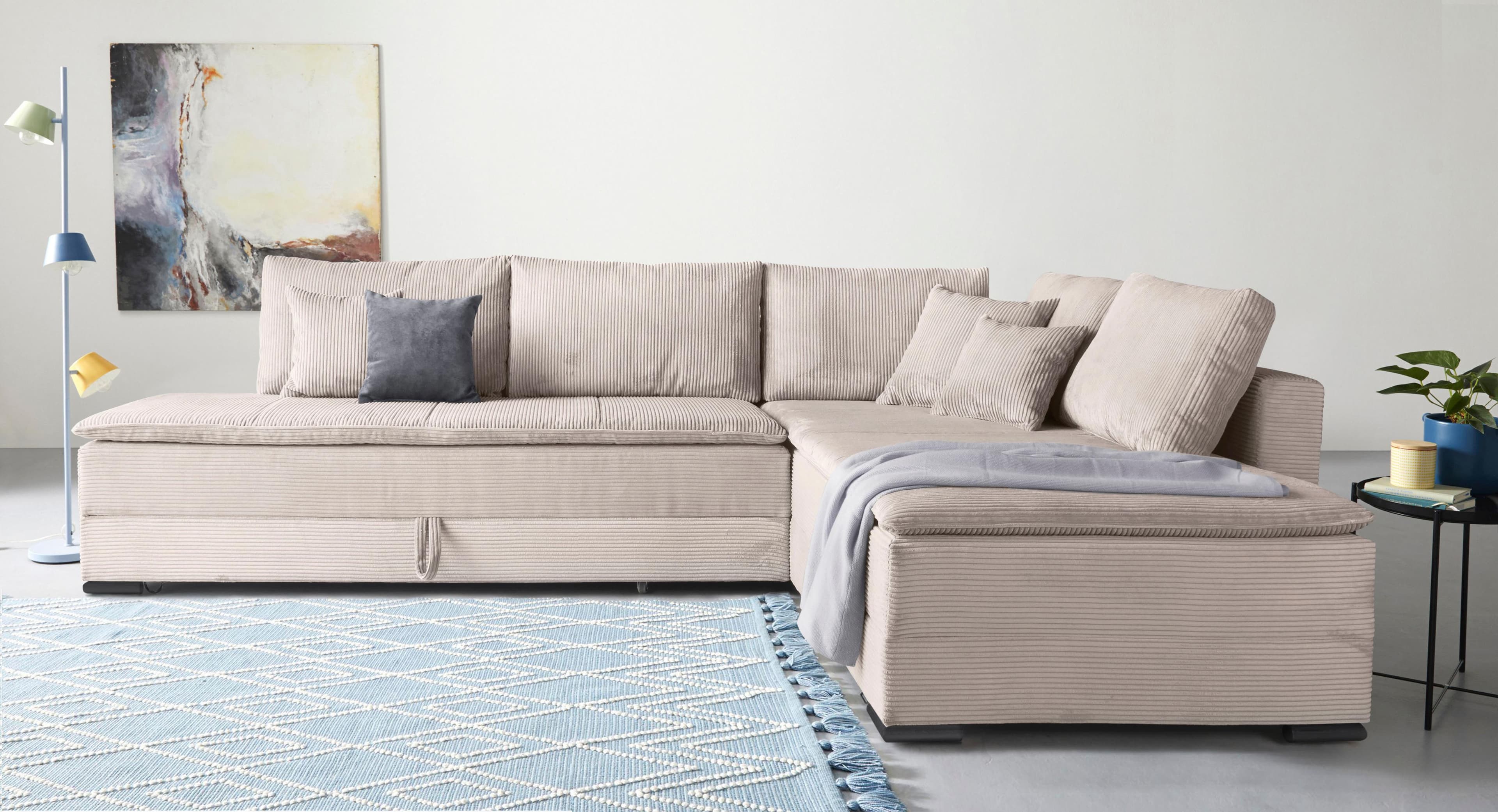 HOME AFFAIRE Ecksofa Night & Day L-Form mit Schlaffunktion Cord Beige