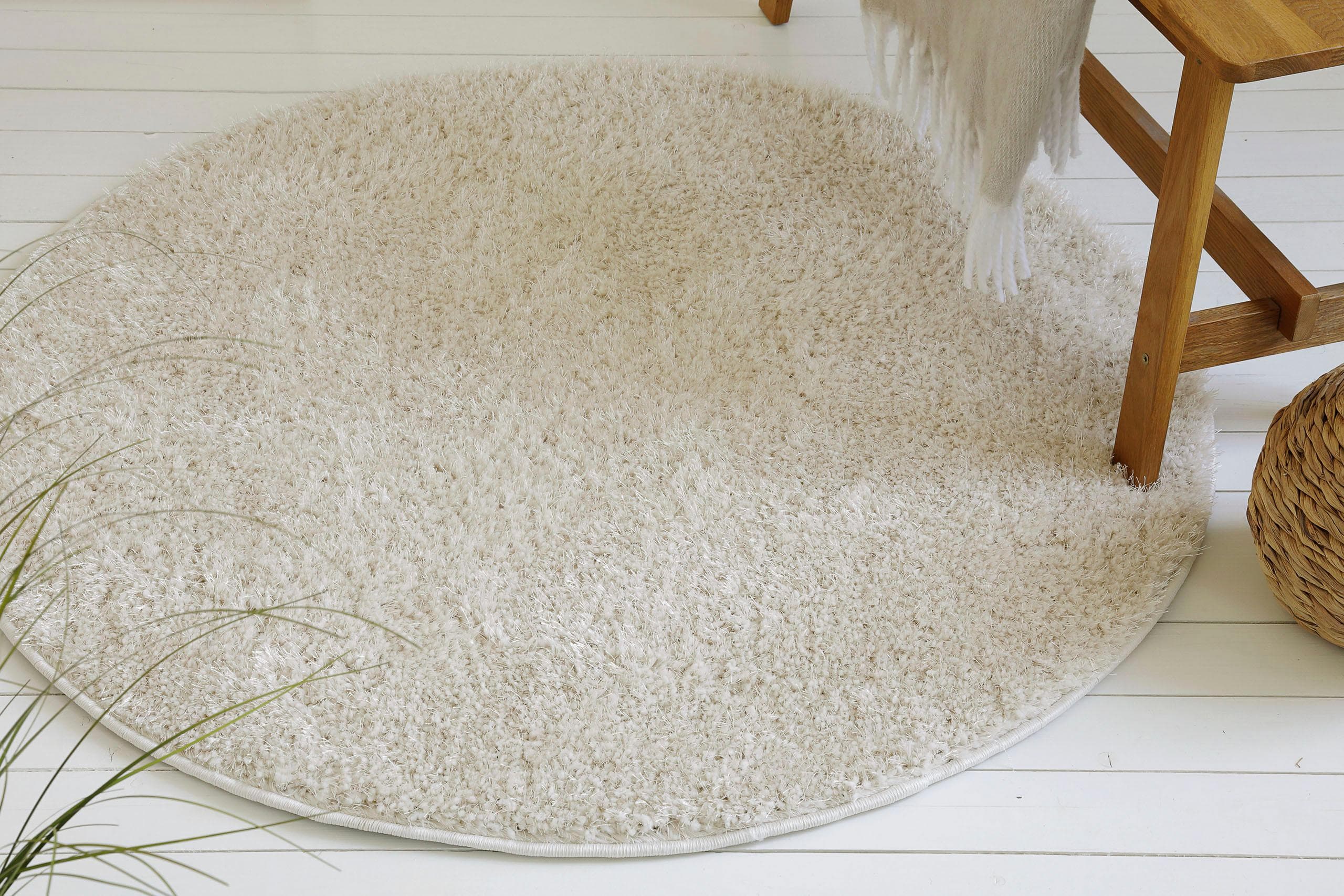 OTTO HOME Nickolas Runder Hochflor-Teppich Beige Uni