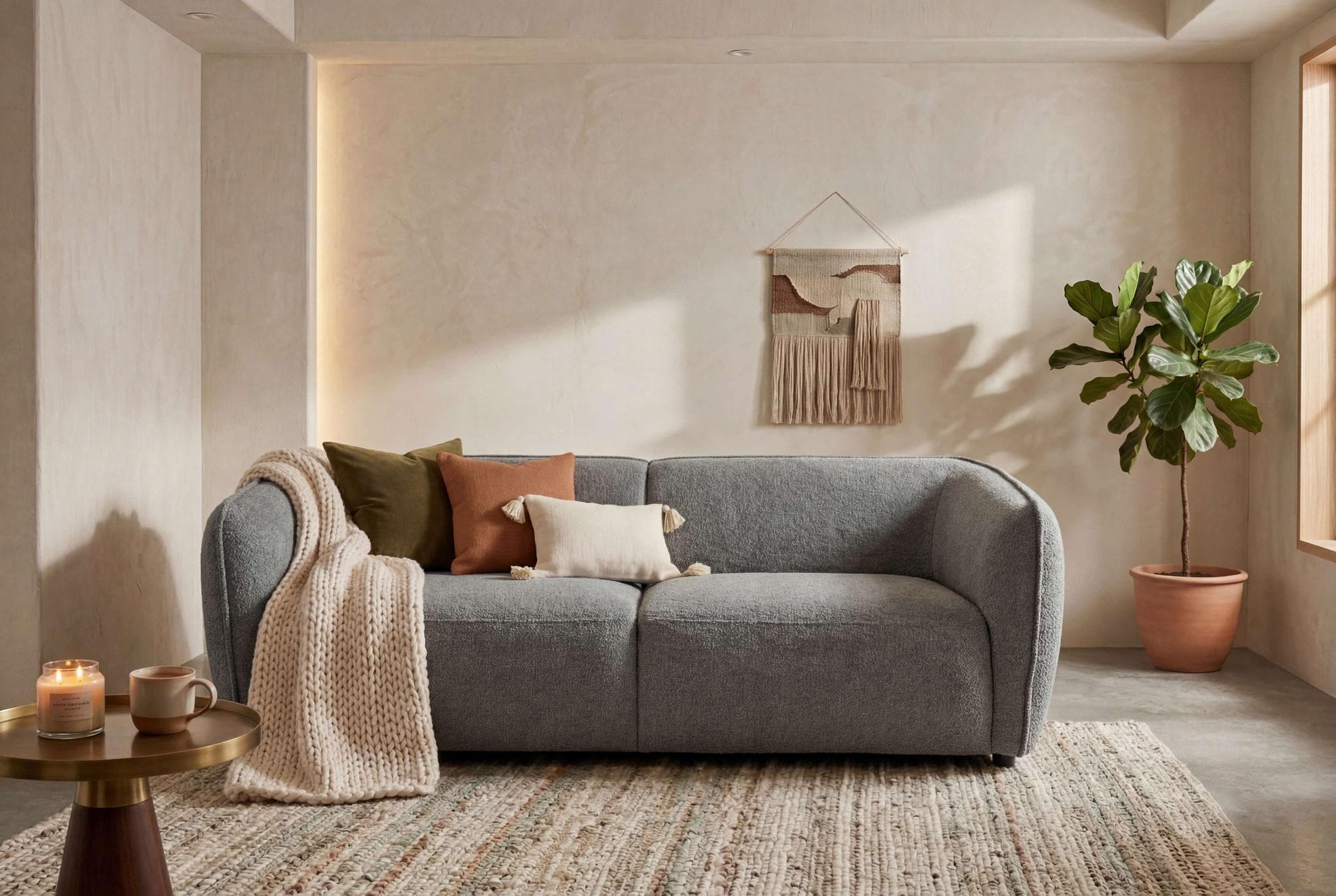 HOME AFFAIRE OSTRUP 3-Sitzer Sofa graphite Bouclé