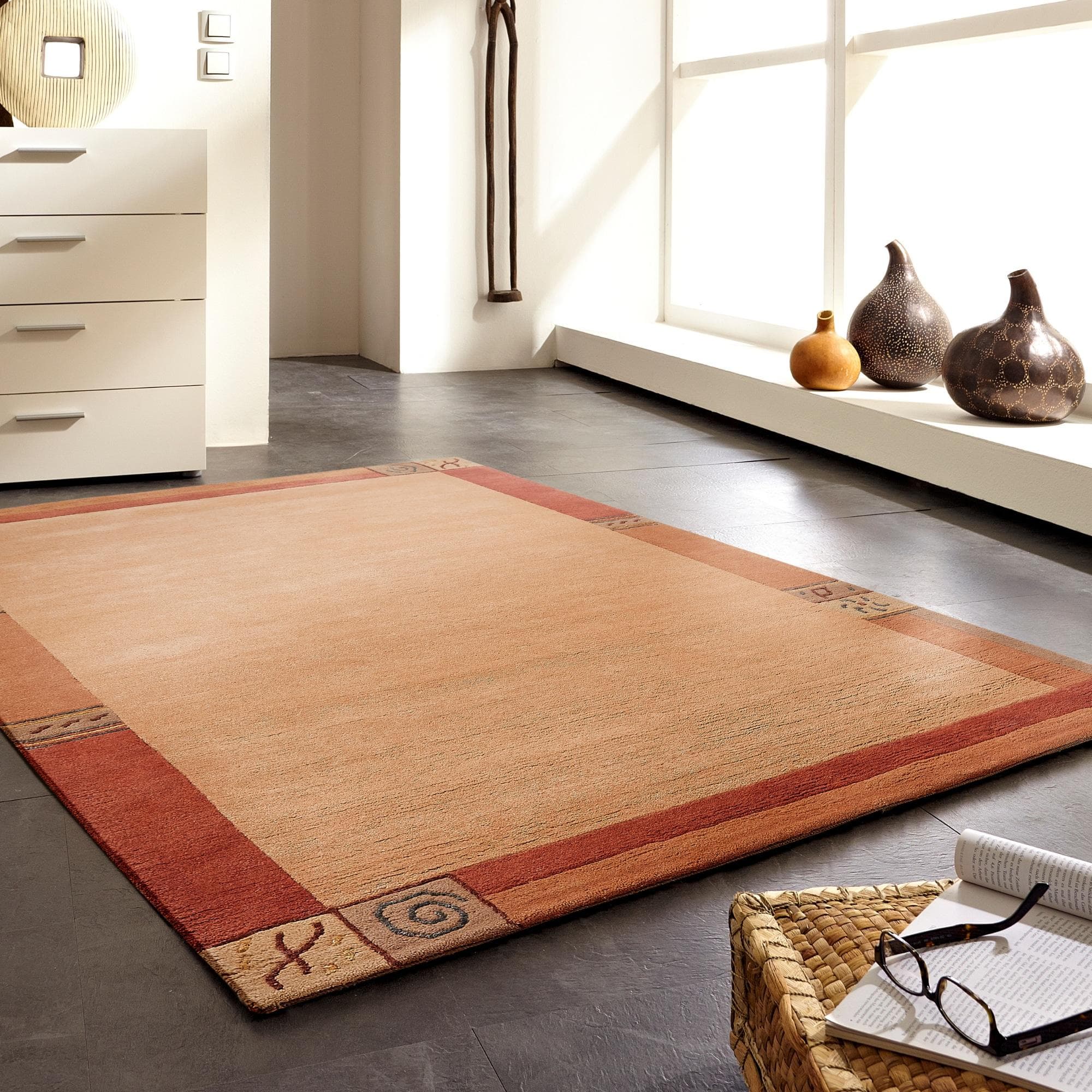 LUXOR LIVING Wollteppich India Handgeknüpft Orange Terra