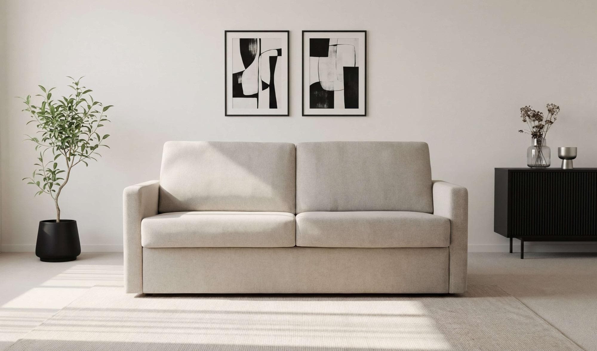 HOME AFFAIRE Schlafsofa GOLDPOINT 182cm Beige 3-Sitzer mit Dauerschläfer