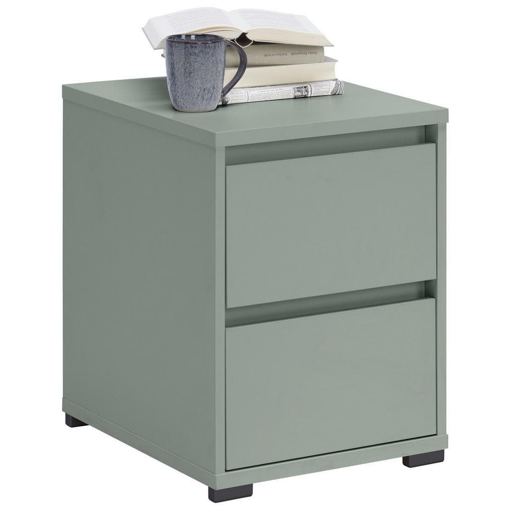 Carryhome Nachtschrank Graugrün Holzwerkstoff 2 Schubladen