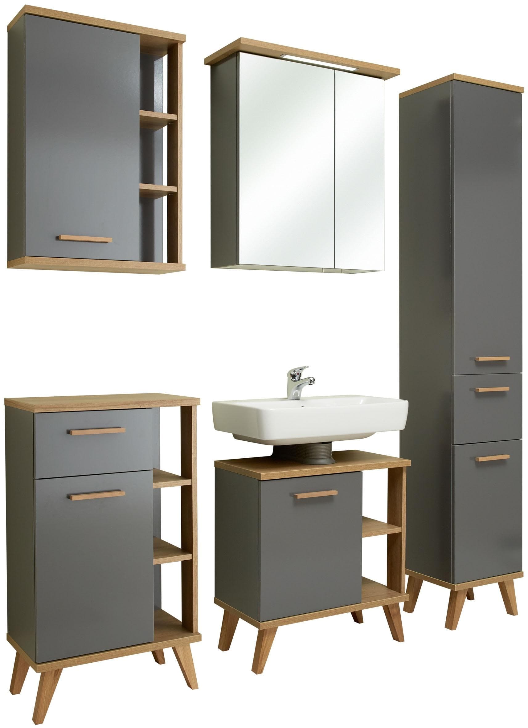 Badmöbel-Set SAPHIR 5-teilig mit Soft-Close Quarzgrau