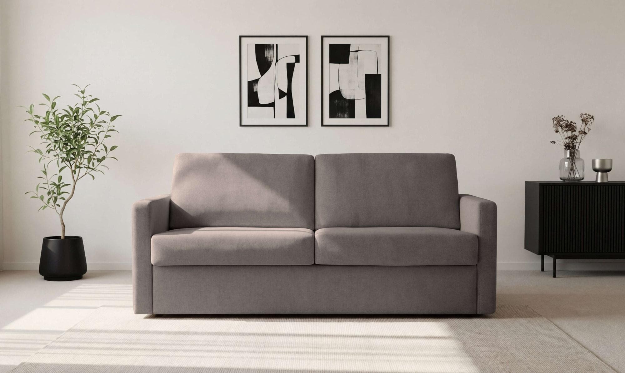 HOME AFFAIRE Goldpoint Schlafsofa 2-Sitzer Braun Chenille