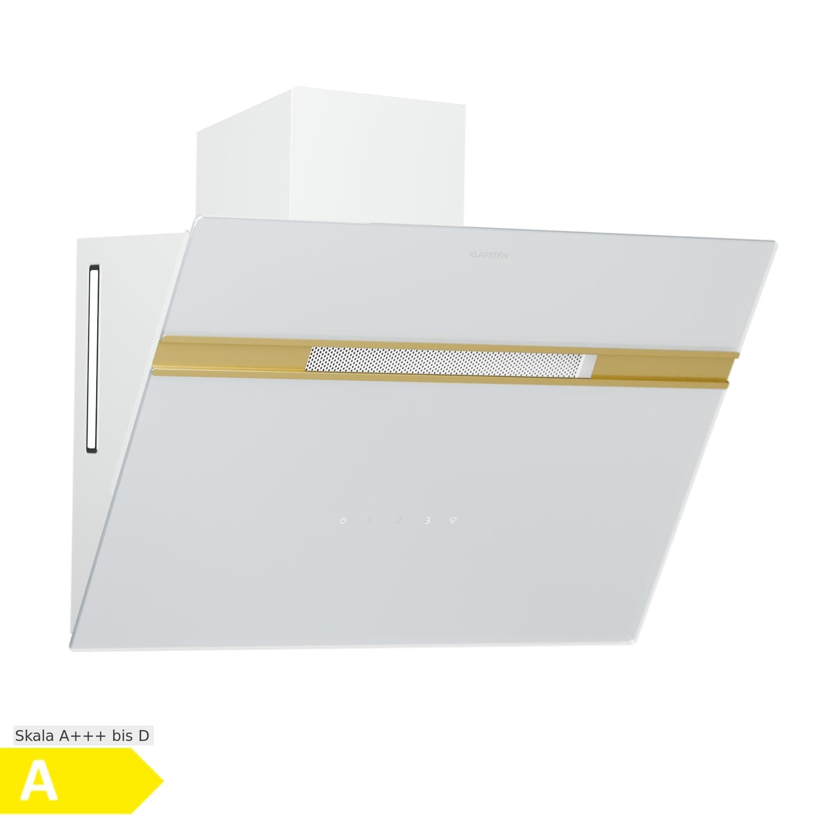 Klarstein Alina Dunstabzugshaube LED-Beleuchtung 600 m³/h Weiß Goldmetallic