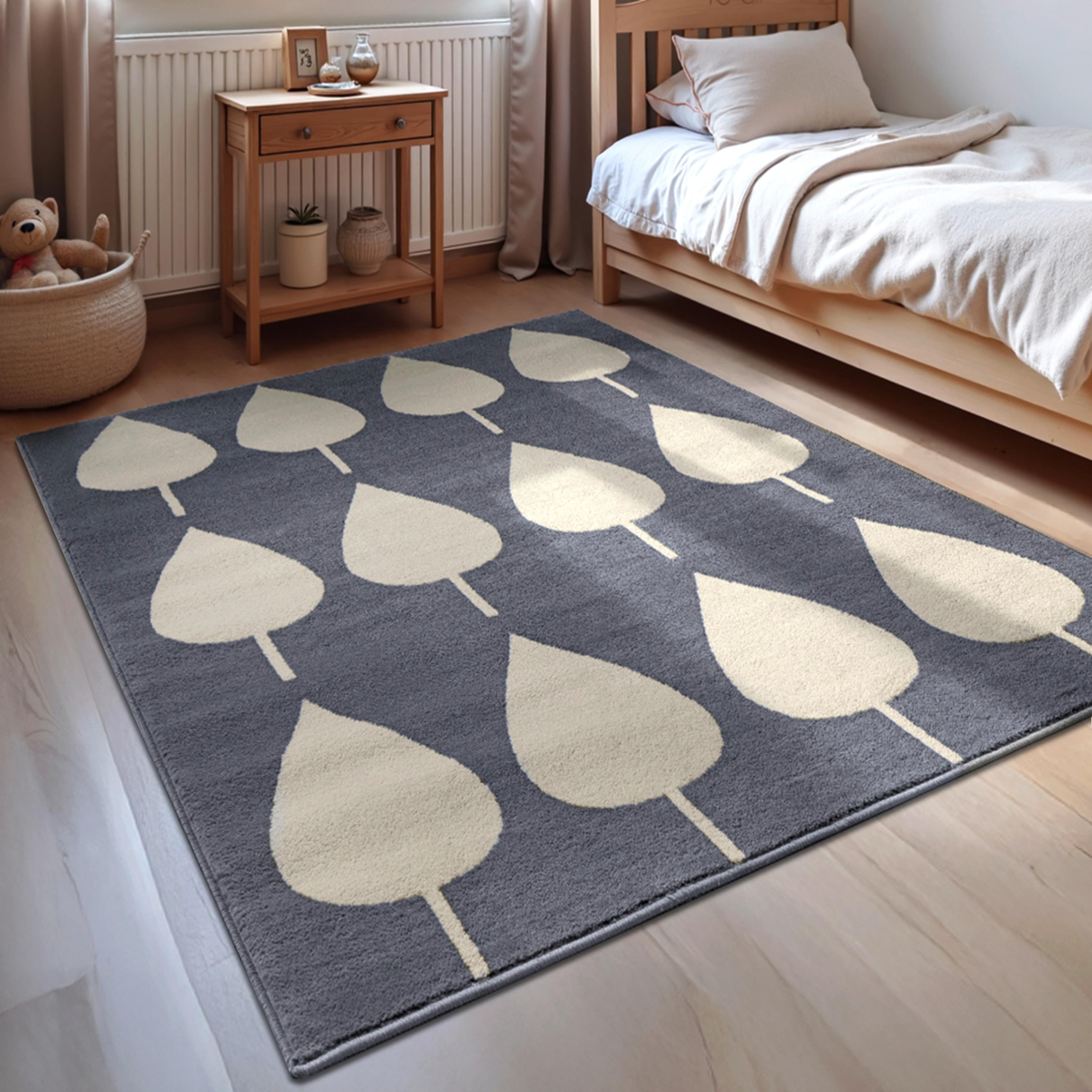 HANSE HOME Kinderteppich Lovely Leaves Blau Creme Kurzflor