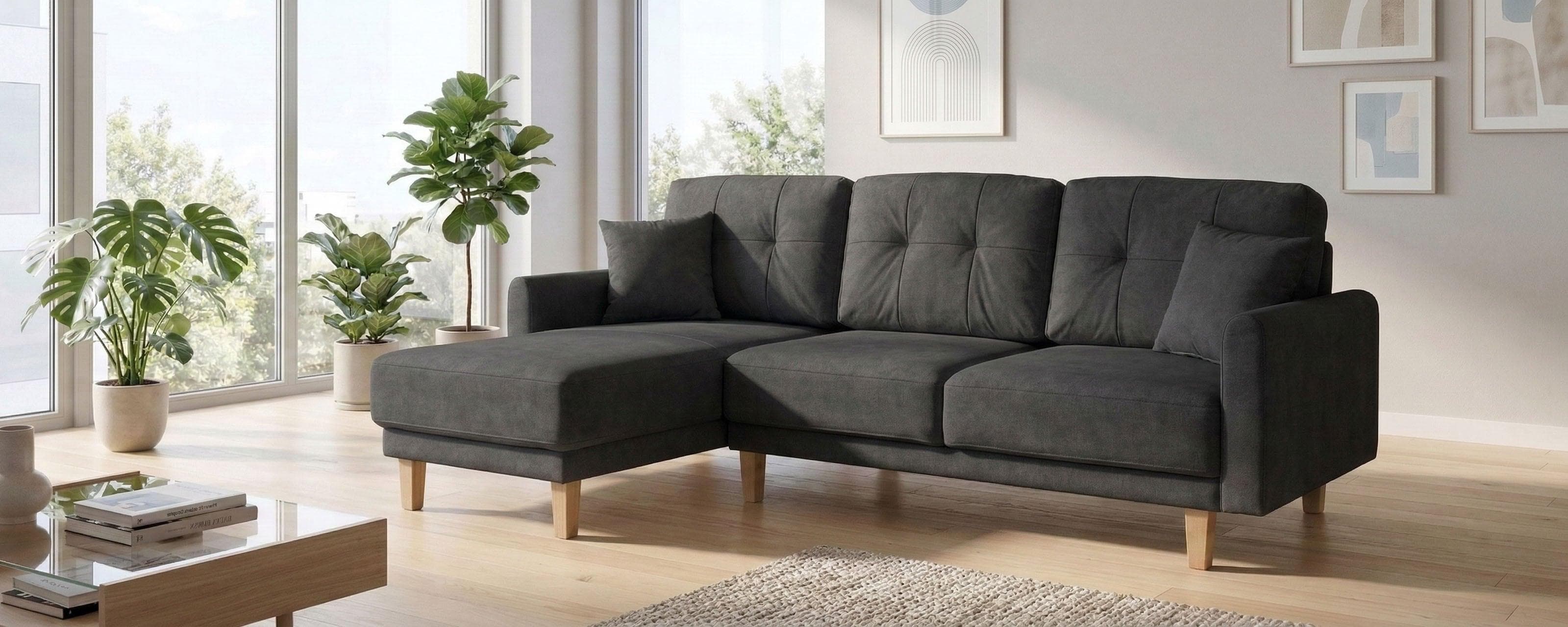 HOME AFFAIRE TRIPLO Ecksofa mit Bettfunktion und Bettkasten Schwarz