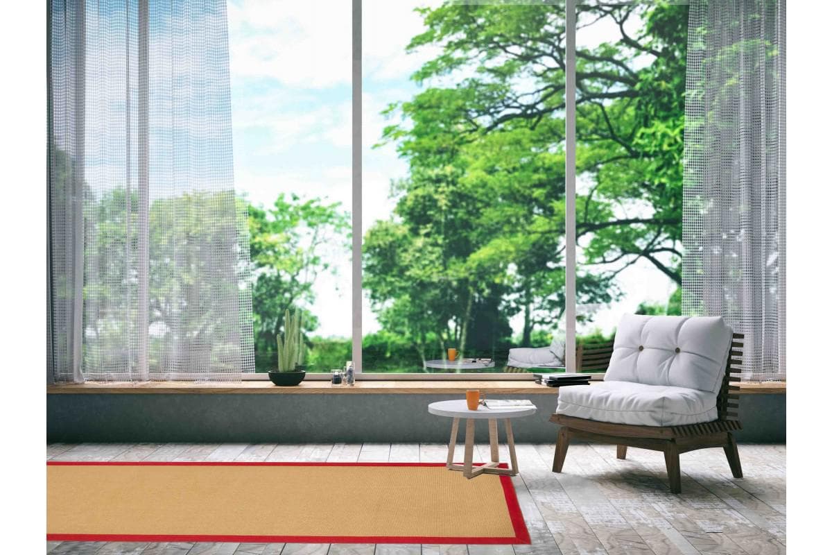 CarpetFine Sisalteppich Läufer Rot mit Bordüre
