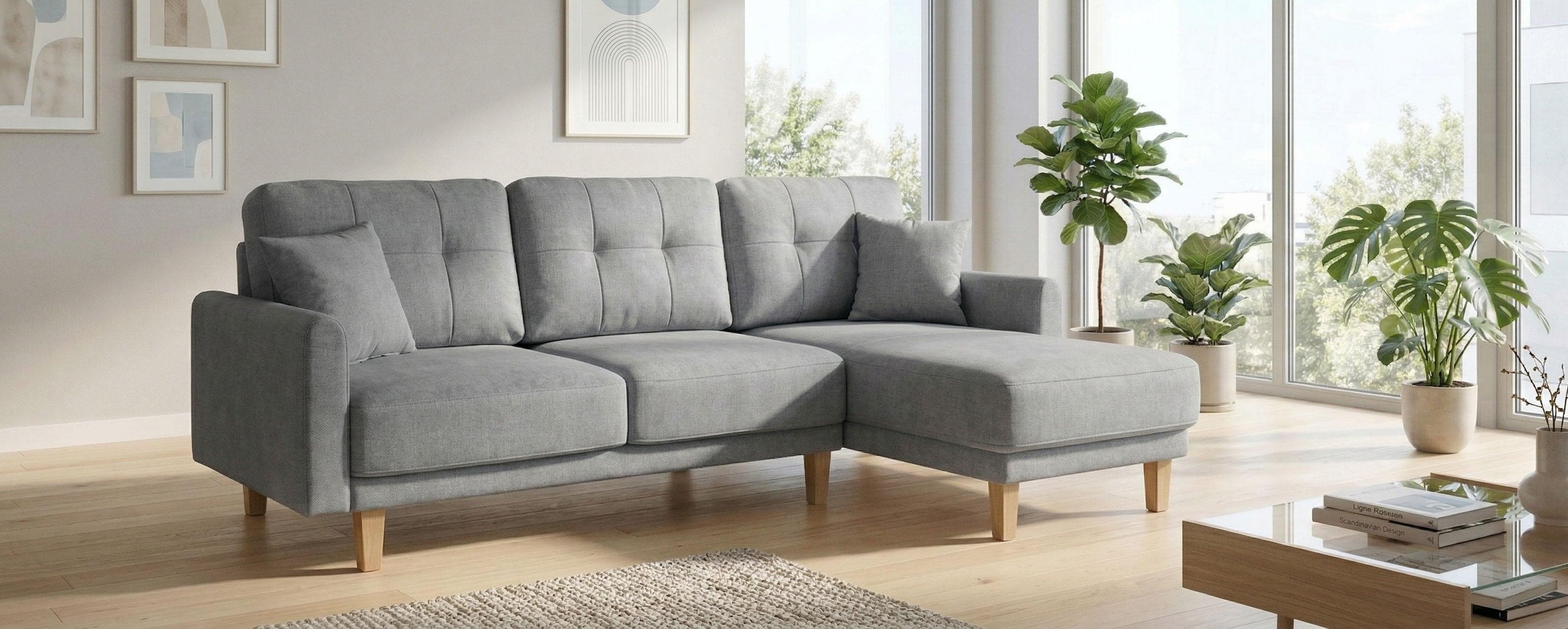 HOME AFFAIRE Ecksofa TRIPLO Hellgrau mit Bettkasten und Schlaffunktion