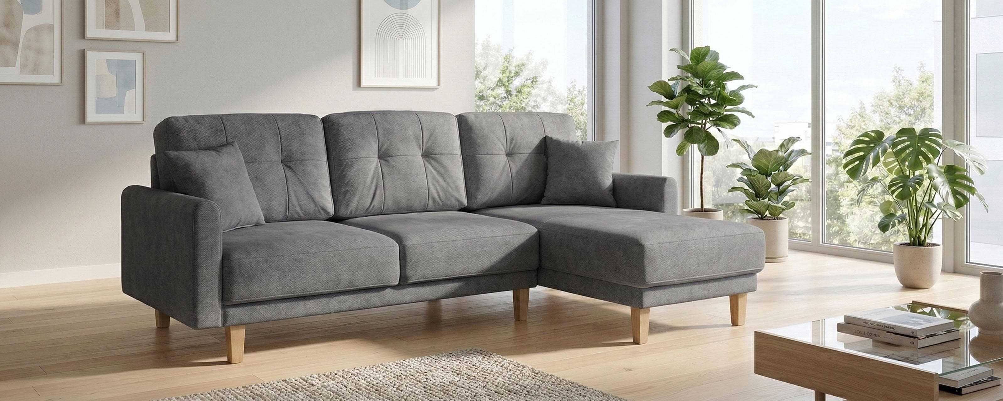Home Affaire Ecksofa TRIPLO Grau L-Form mit Schlafsofa Funktion