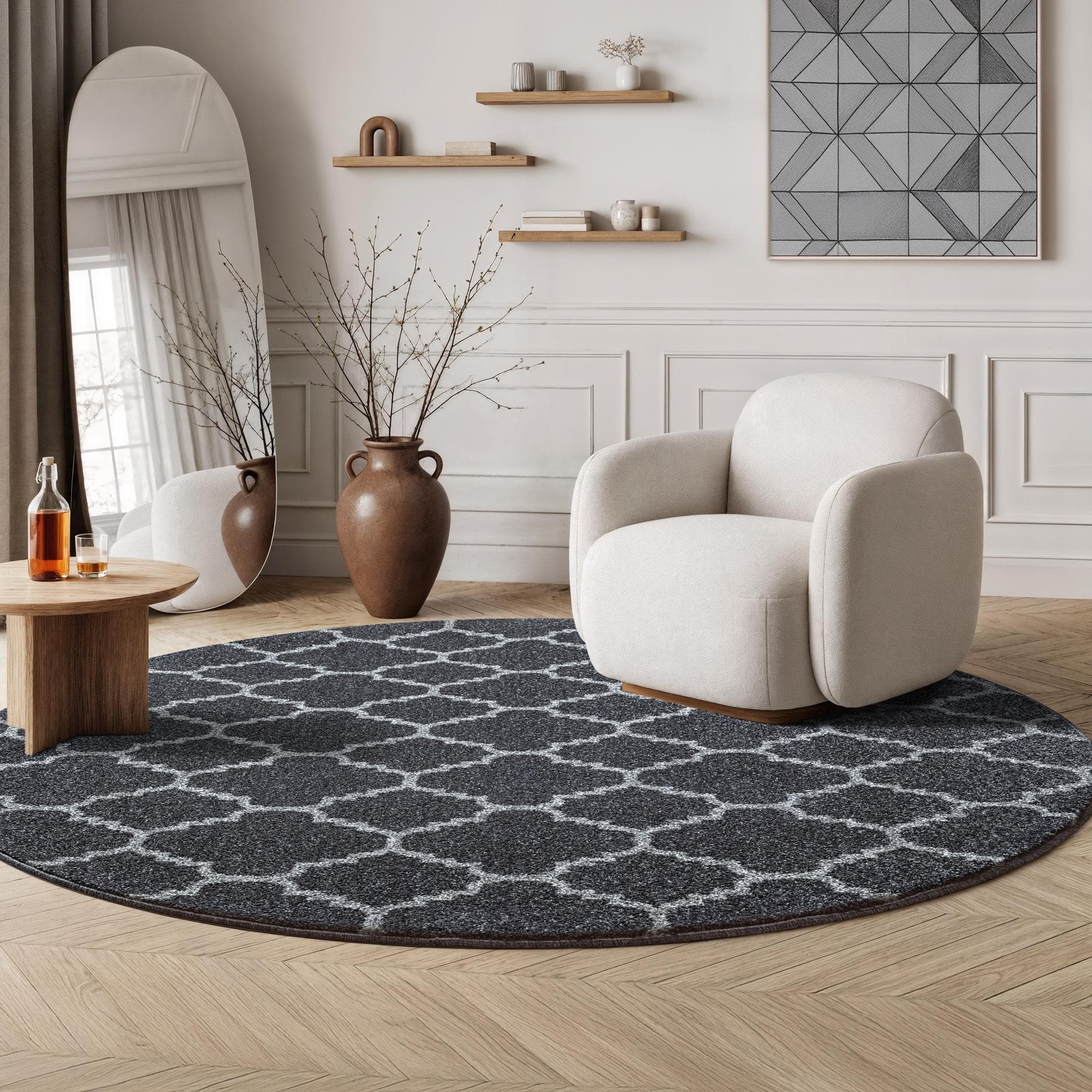 Teppich SANAT "Boho 8202" Schwarz Kurzflor