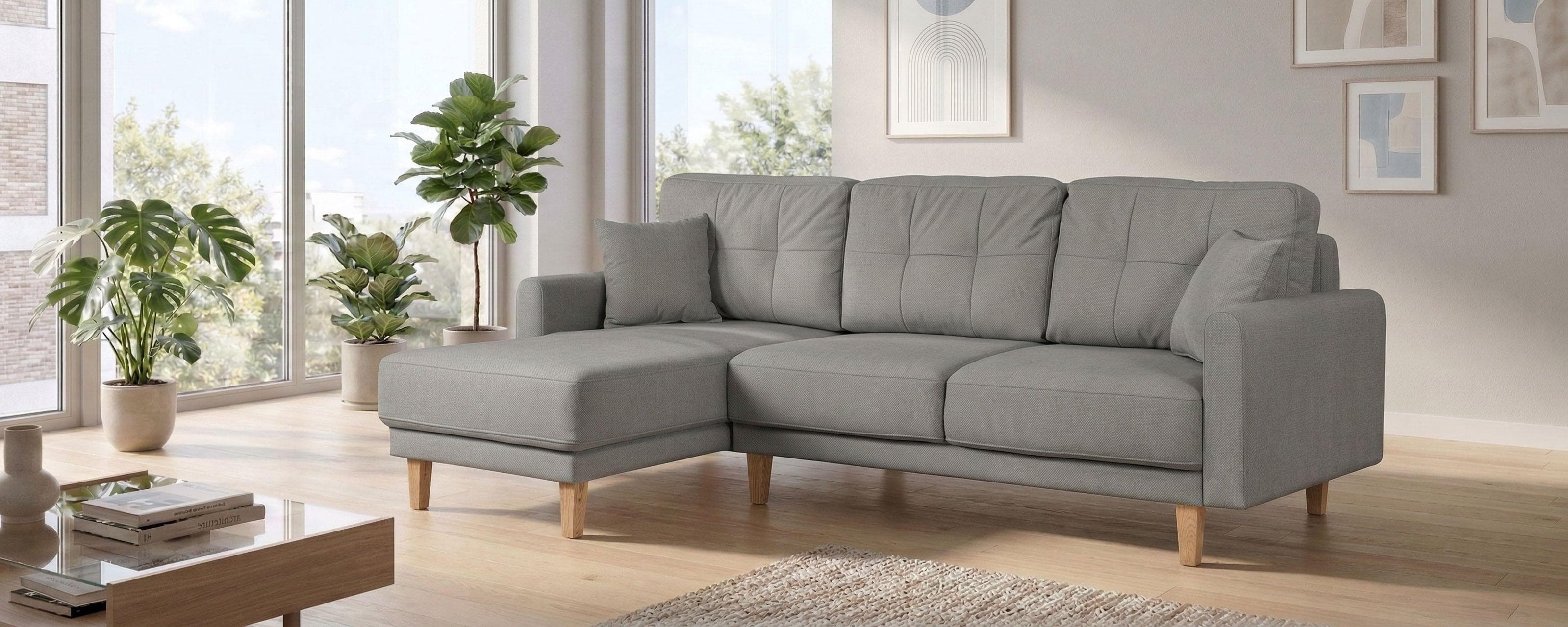 HOME AFFAIRE Ecksofa TRIPLO Grau L-Form mit Schlafsofa-Funktion