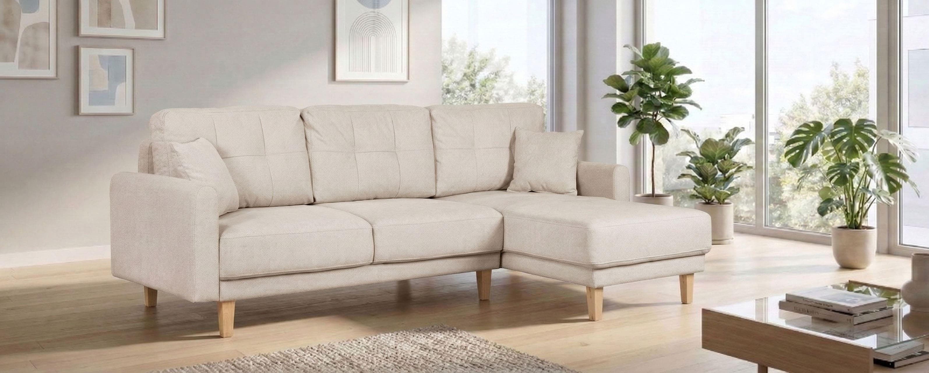 Home Affaire Ecksofa TRIPLO L-Form Beige mit Schlafsofa-Funktion