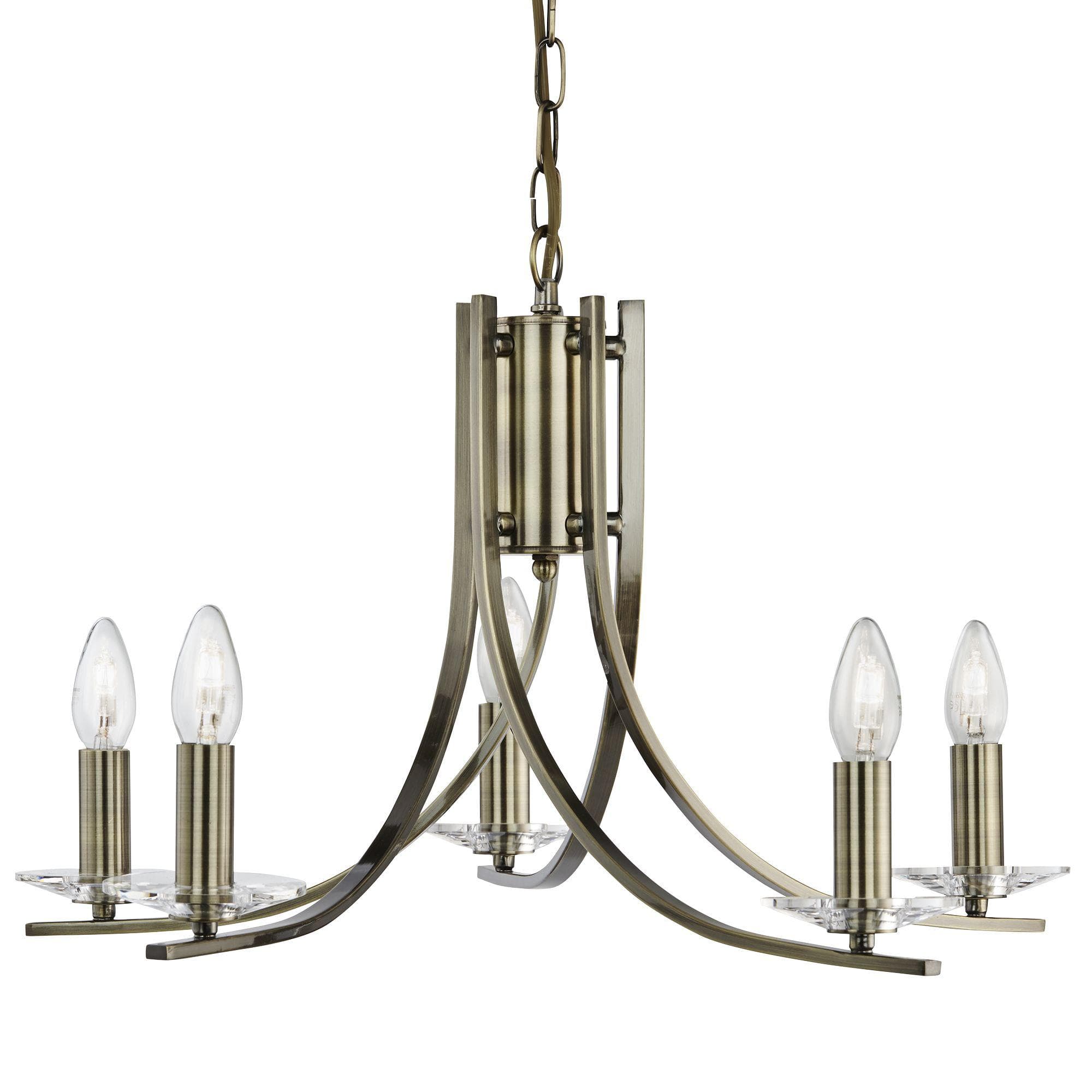 Searchlight Kronleuchter Ascona 5-flammig Antikmessing