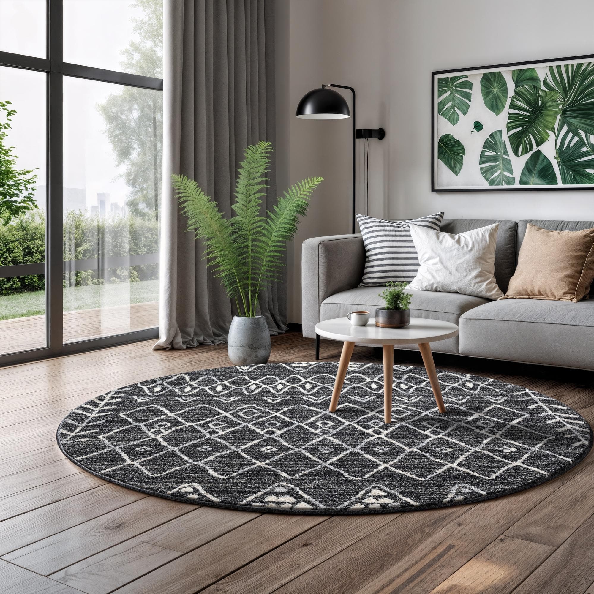 Teppich SANAT Boho 8200 Schwarz Rund 200cm