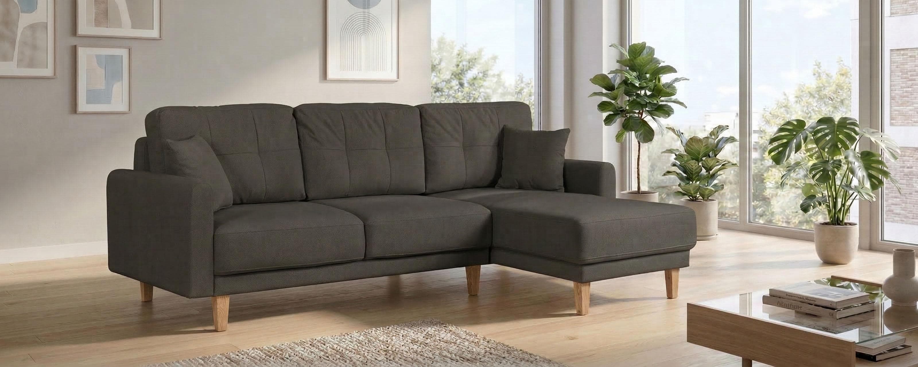 HOME AFFAIRE Ecksofa TRIPLO L-Form Schwarz mit Schlafsofa-Funktion