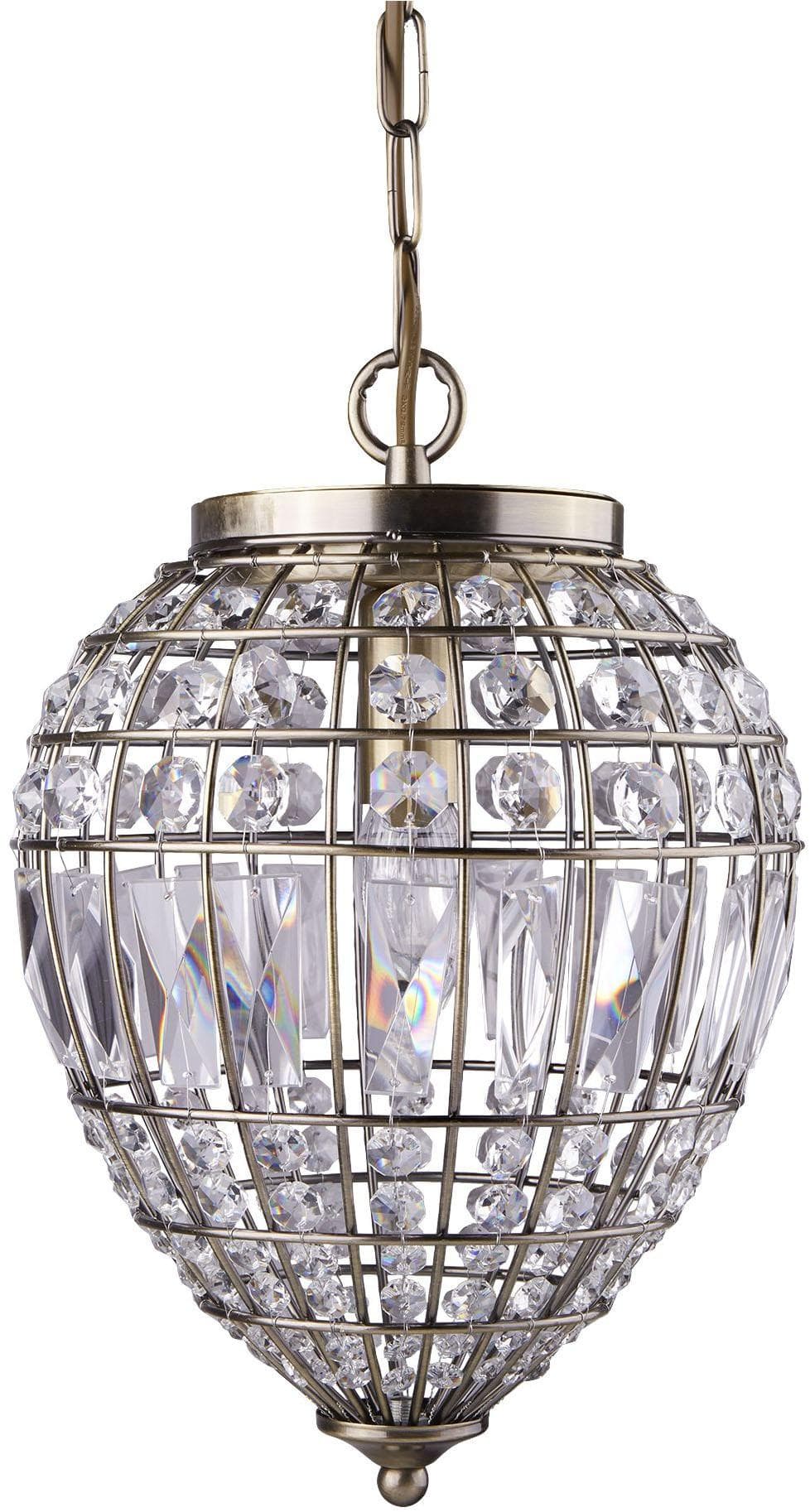 SEARCHLIGHT Pendelleuchte Ananas antik Messing Glas