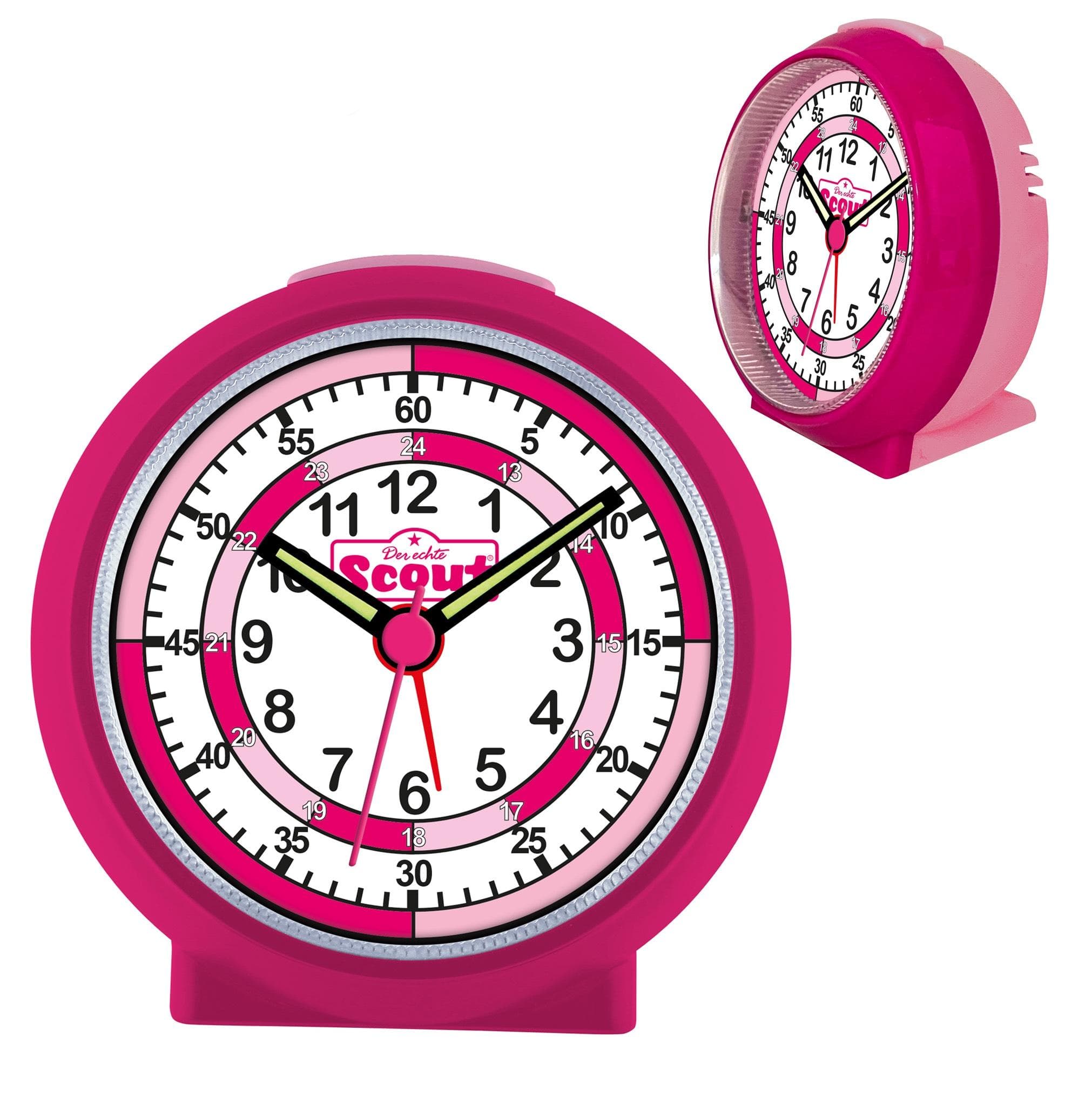 Quarzwecker SCOUT Lernzifferblatt Pink Kinderwecker mit Beleuchtung