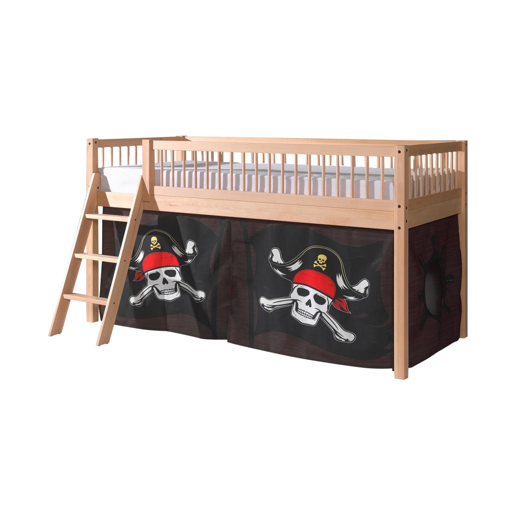 VIPACK Spielbett Forrest Buche natur lackiert mit Vorhang