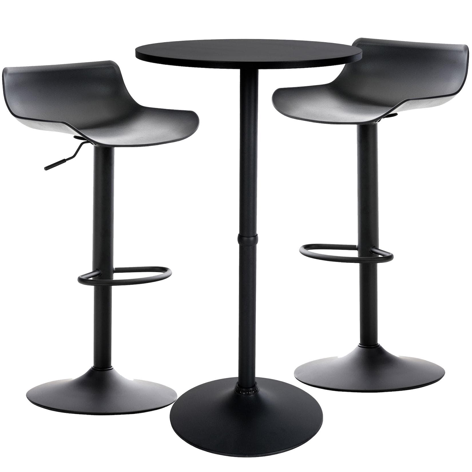 CLP Bartisch-Set Fernie Runder Stehtisch 2x Barhocker Kunststoff-Sitz