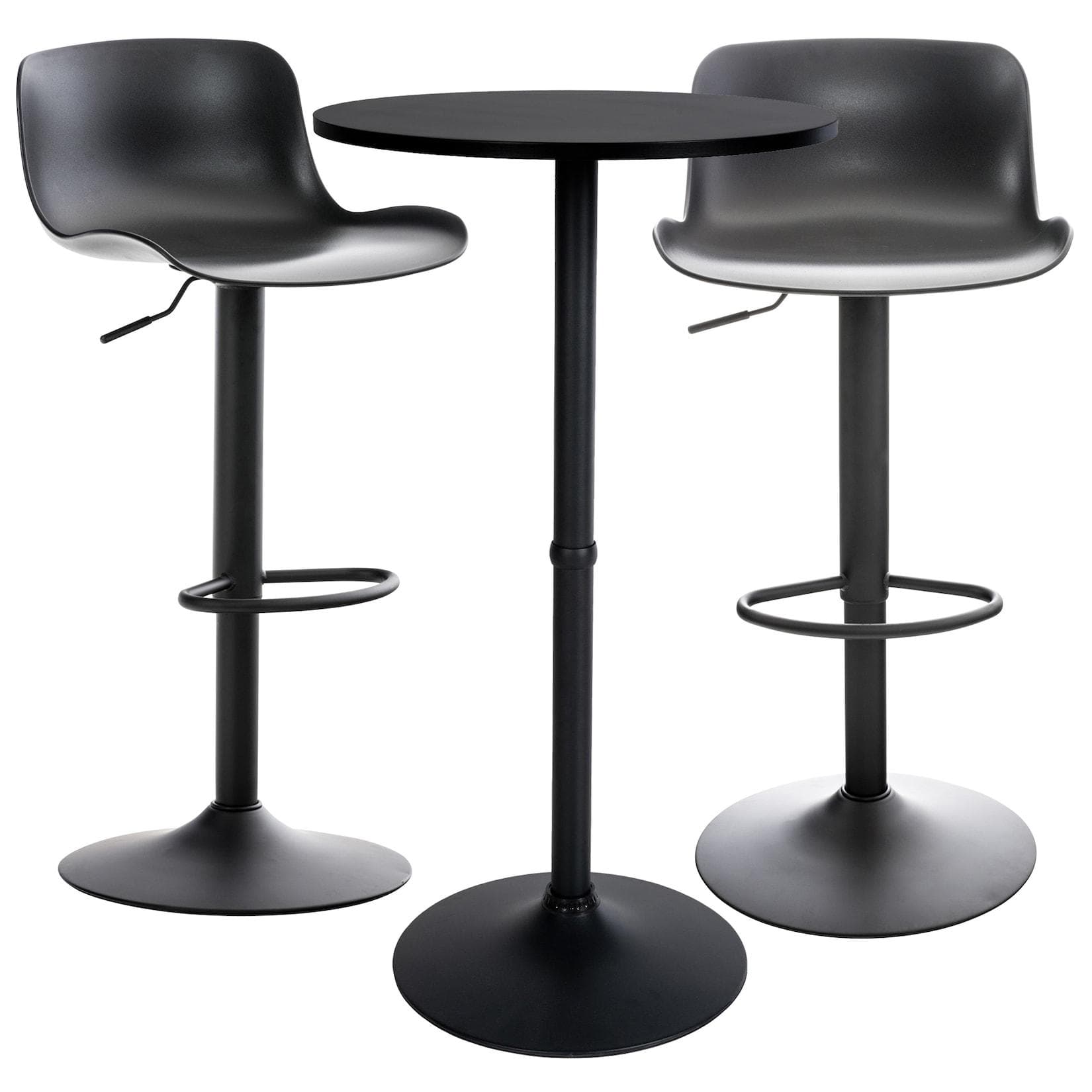 CLP Bartisch-Set Medora I Runder Stehtisch 2x Barhocker Kunststoff-Sitz