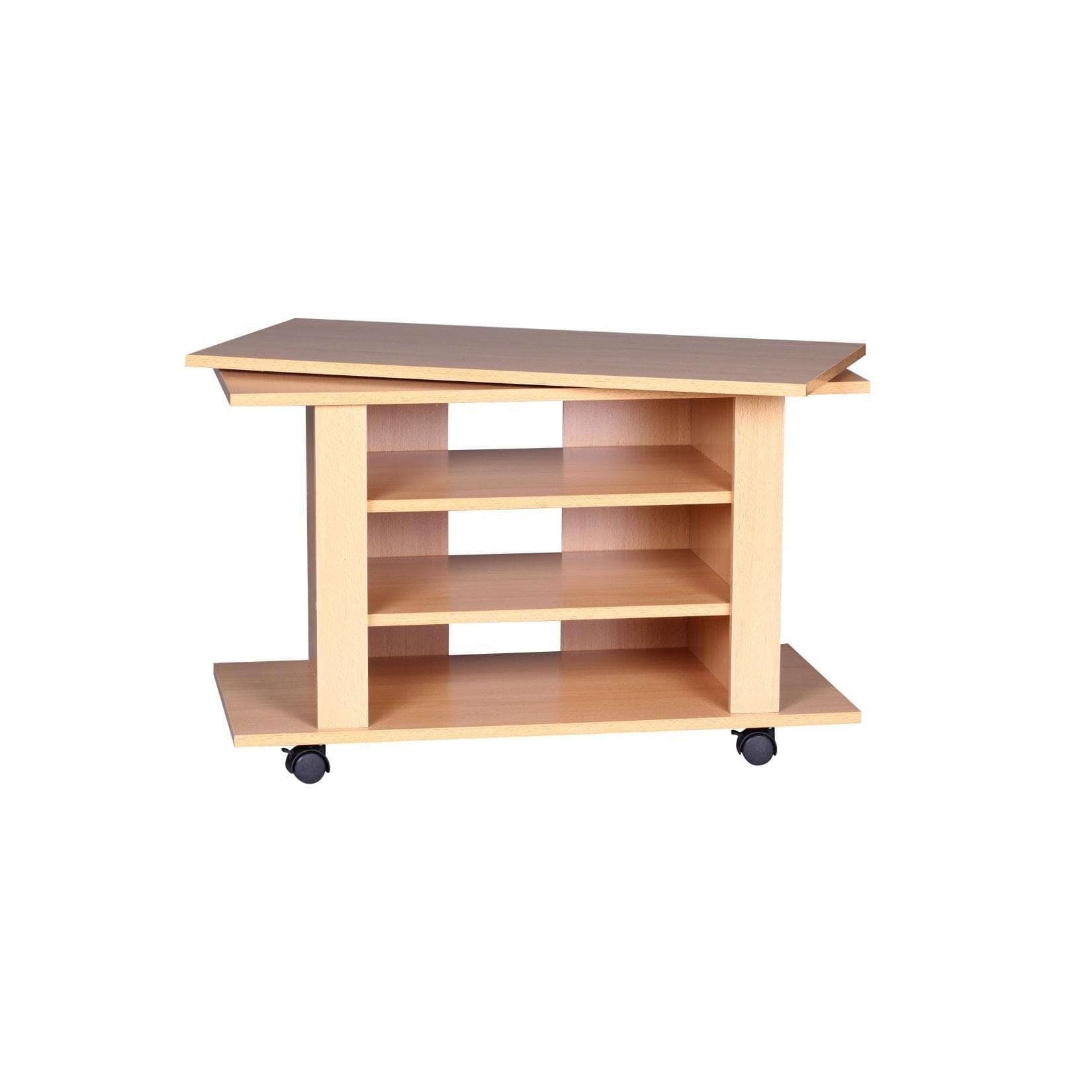 WOHNLING TV HiFi Bank Buche Drehbar & Rollbar