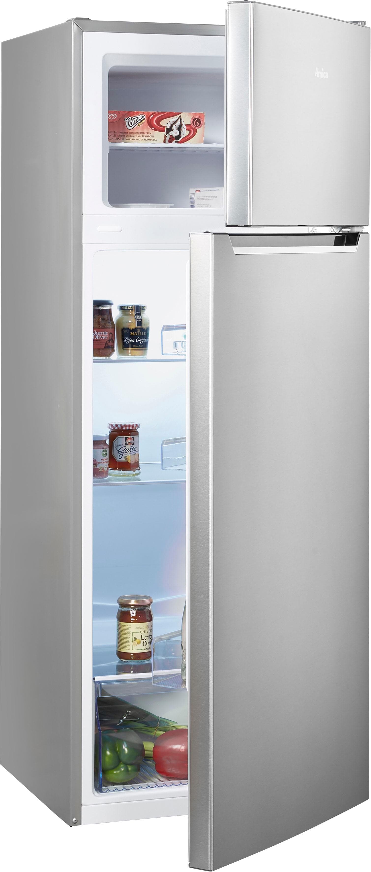 AMICA Kühl-/Gefrierkombination DT 374 160 Edelstahl Optik Silber