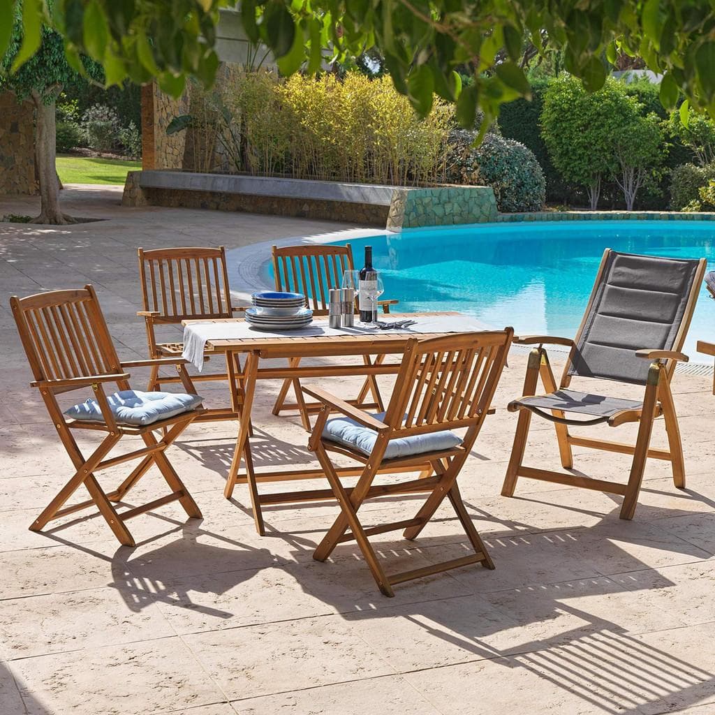 Ambia Garden Gartentischgruppe Akazie Massiv 5-teilig Klappbar