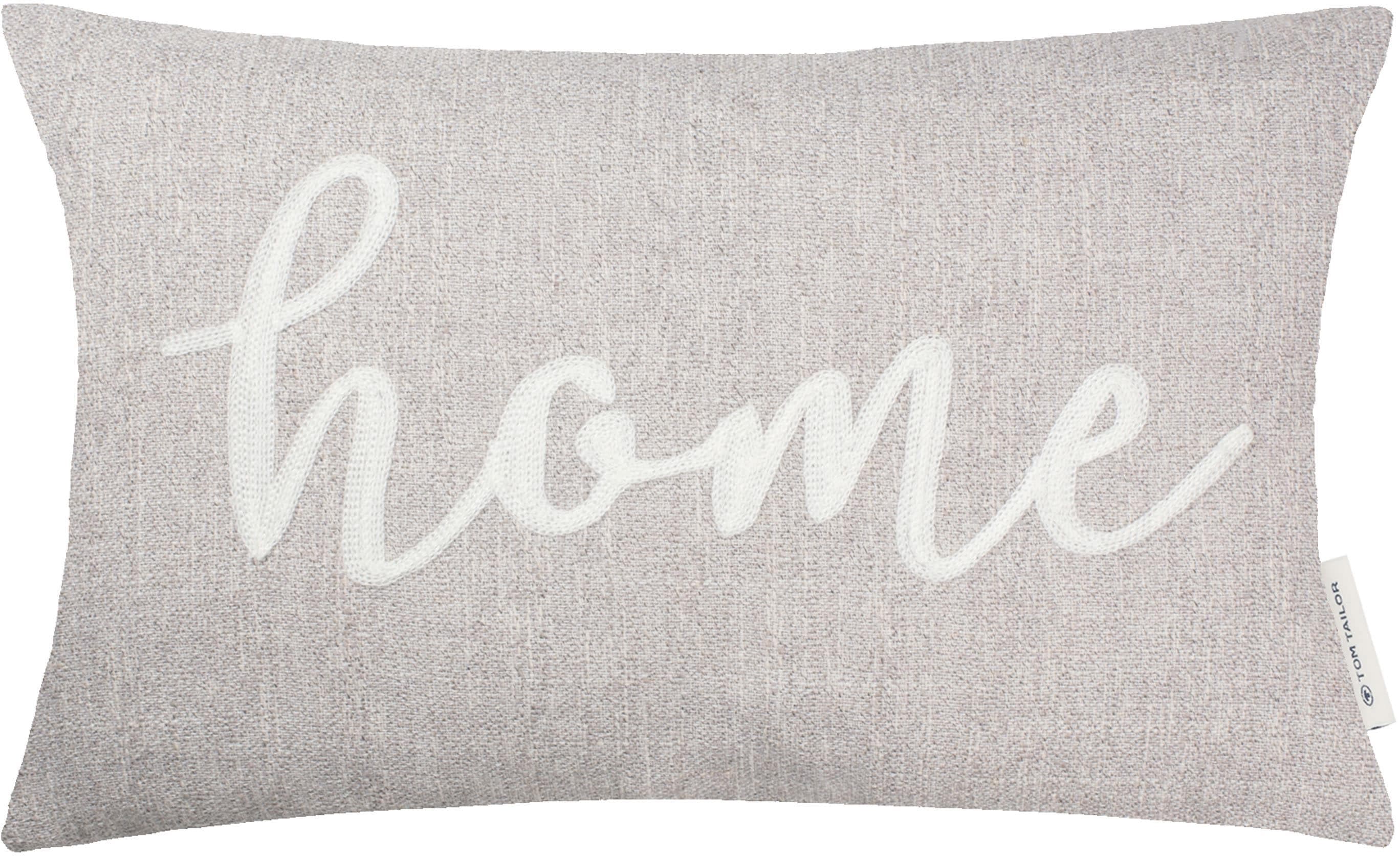 TOM TAILOR Kissenhülle Home Beige mit Schriftzug