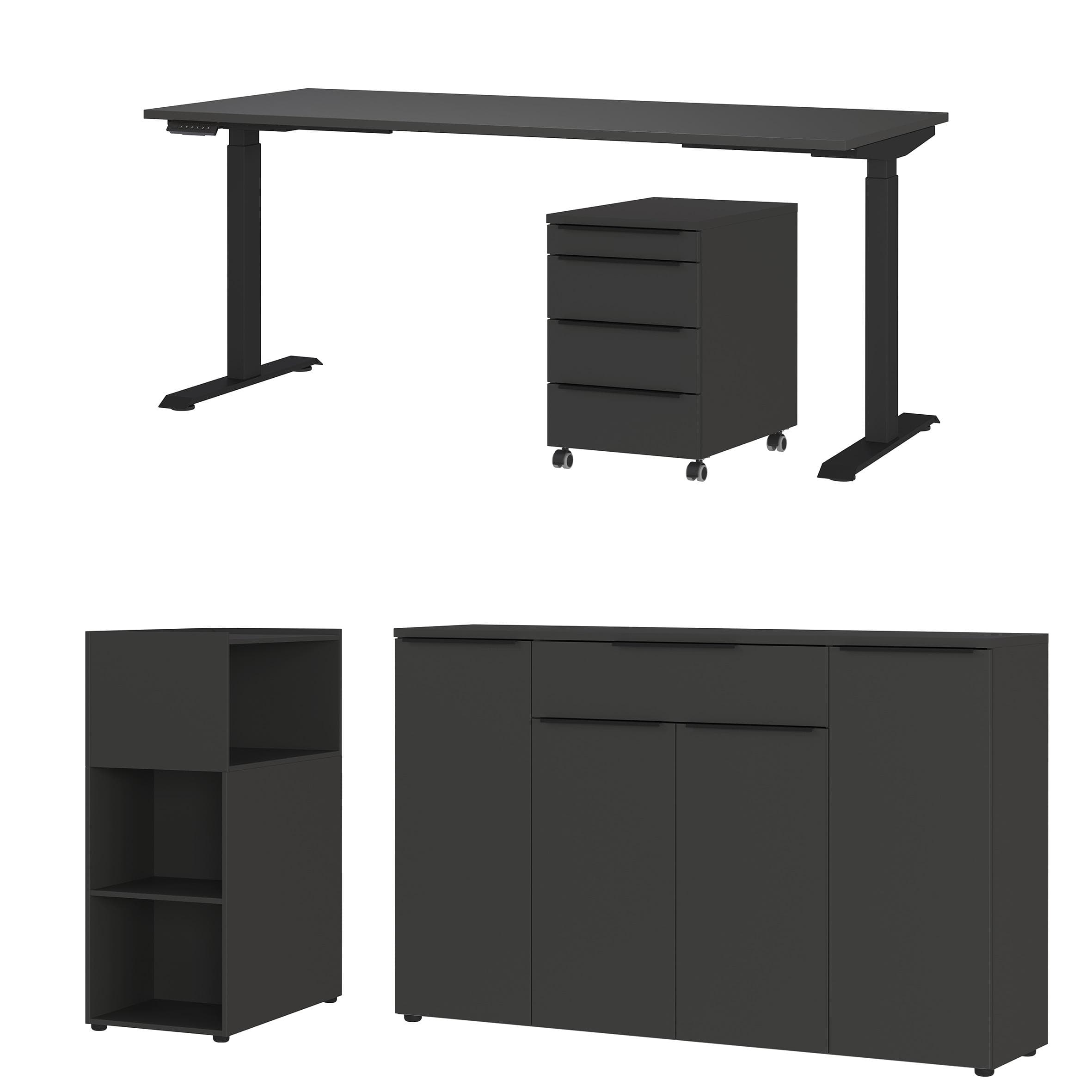 Büromöbel-Set GERMANIA Mailand Graphit Schreibtisch 180cm Metall